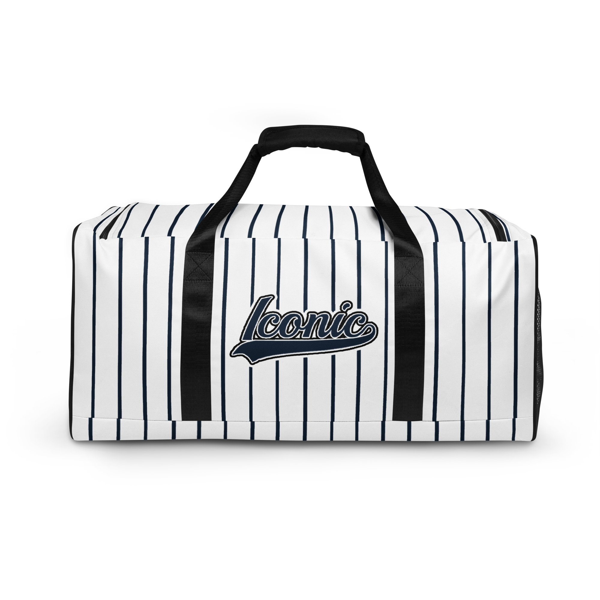ROYAL Team Iconic. Athletix Duffle Duffel Bag Pinstripe Wh and Navy