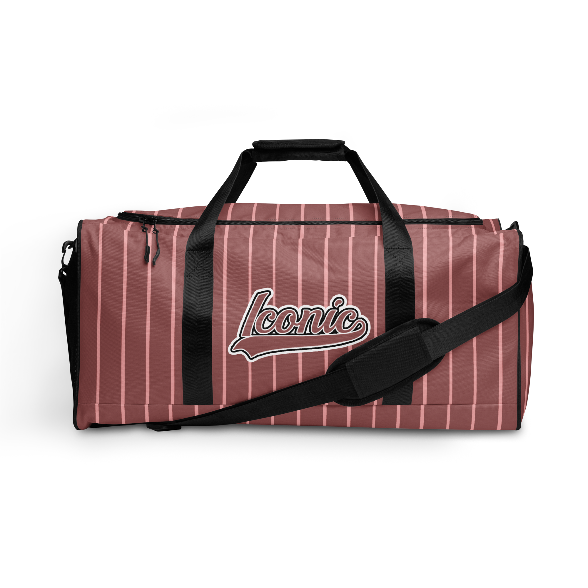 ROYAL Team Iconic. Athletix Duffle Duffel Bag Pinstripe Rose Gold and Powder Pink