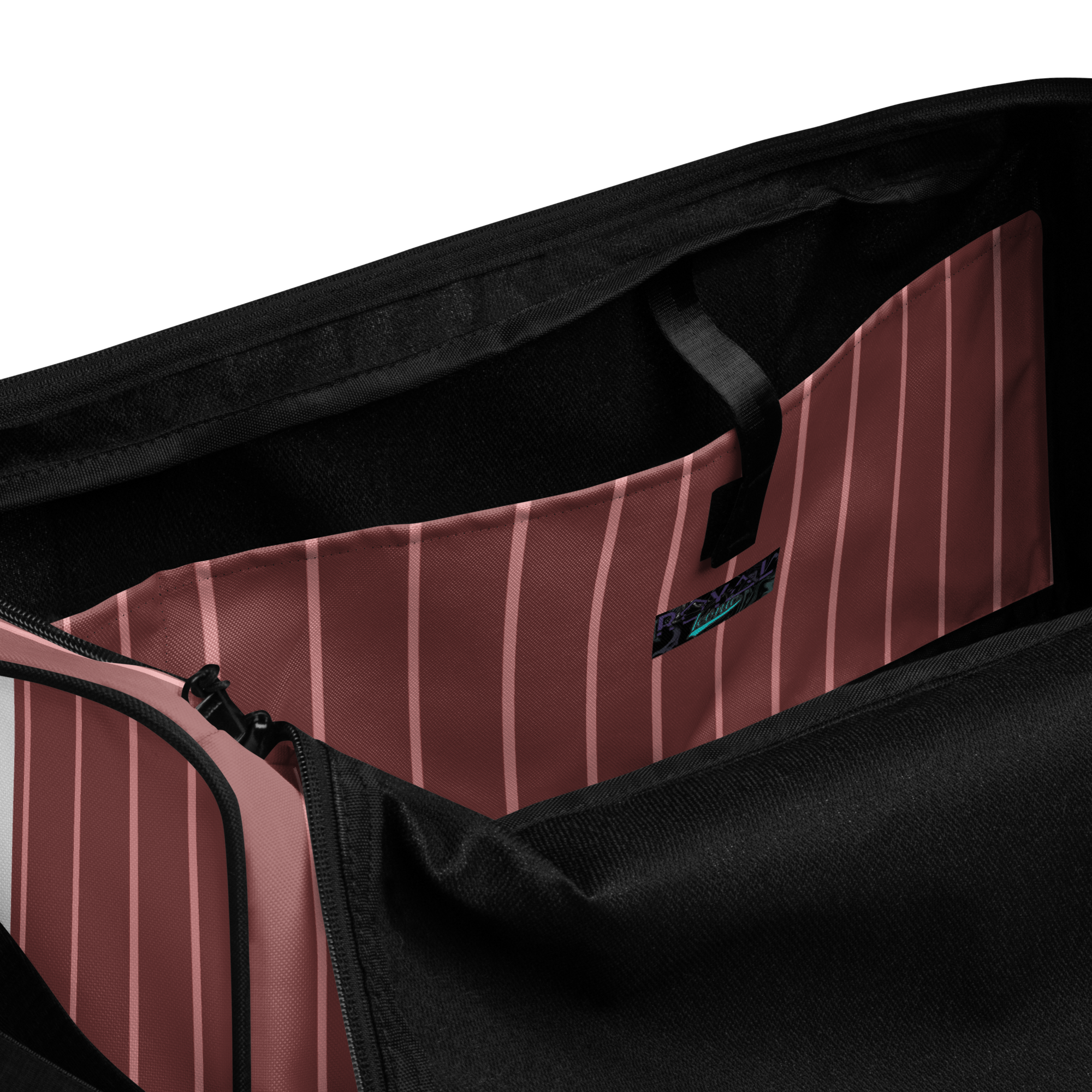 ROYAL Team Iconic. Athletix Duffle Duffel Bag Pinstripe Rose Gold and Powder Pink