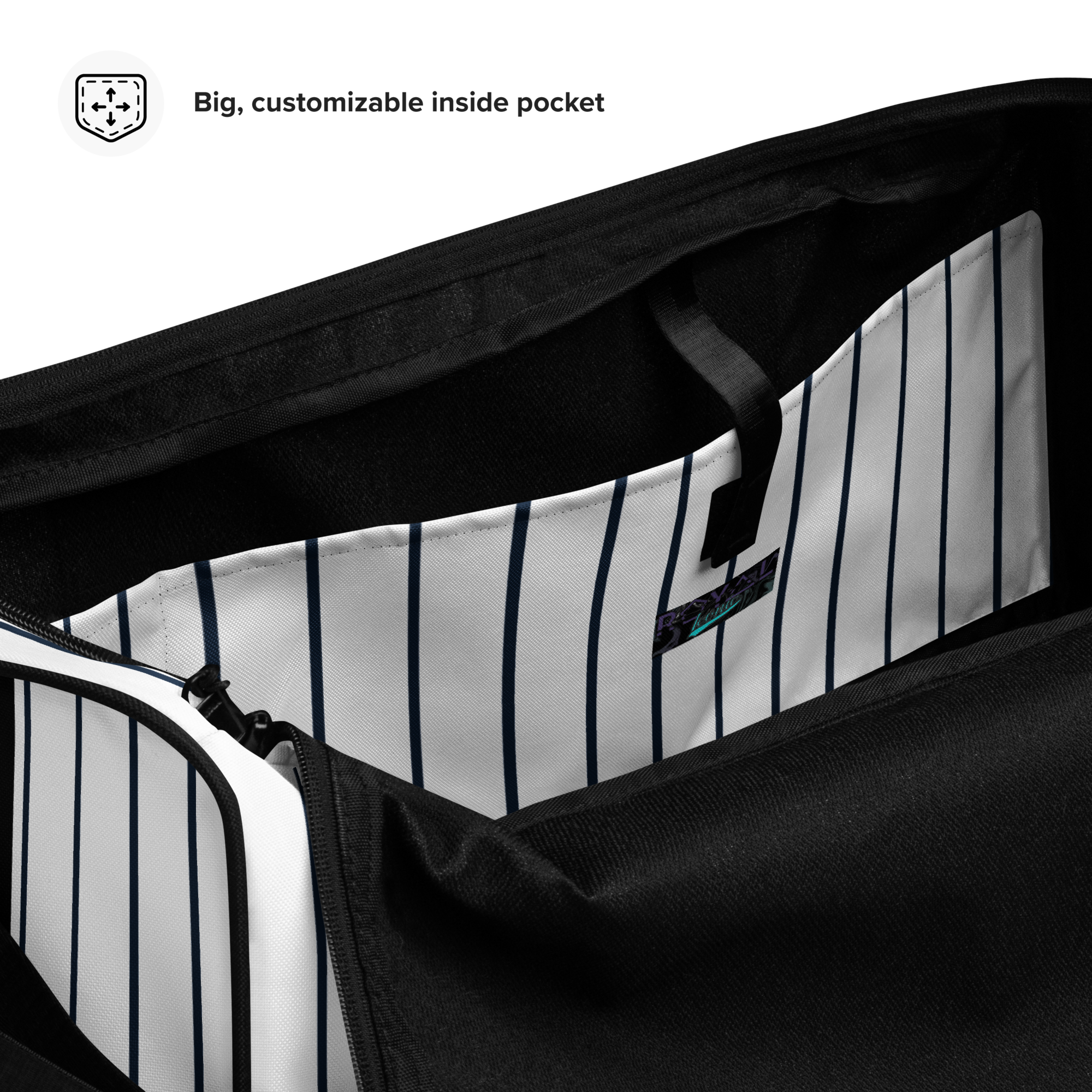 ROYAL Team Iconic. Athletix Duffle Duffel Bag Pinstripe Wh and Navy