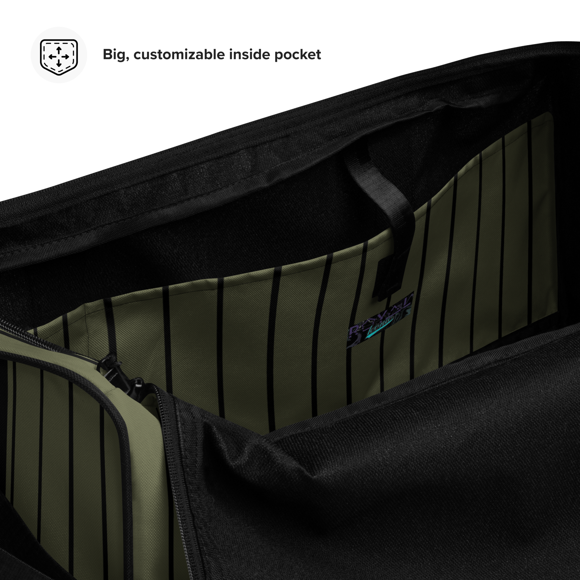 ROYAL Team Iconic. Athletix Duffle Duffel Bag Pinstripe Martini Olive and Blk