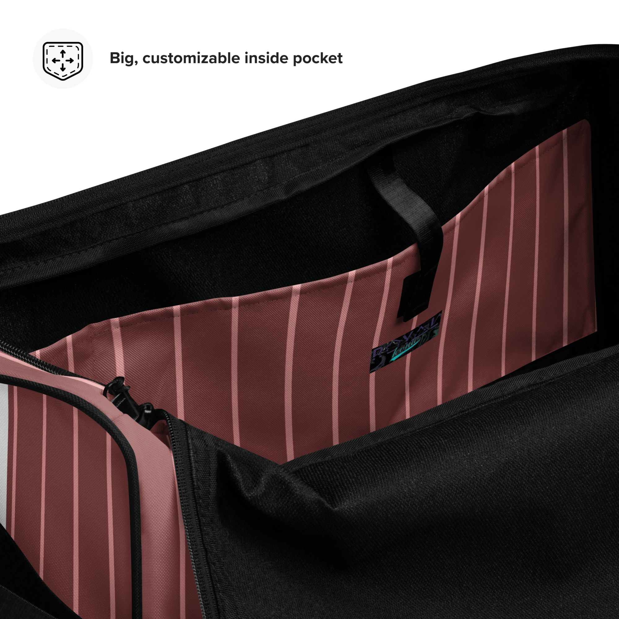 ROYAL Team Iconic. Athletix Duffle Duffel Bag Pinstripe Rose Gold and Powder Pink
