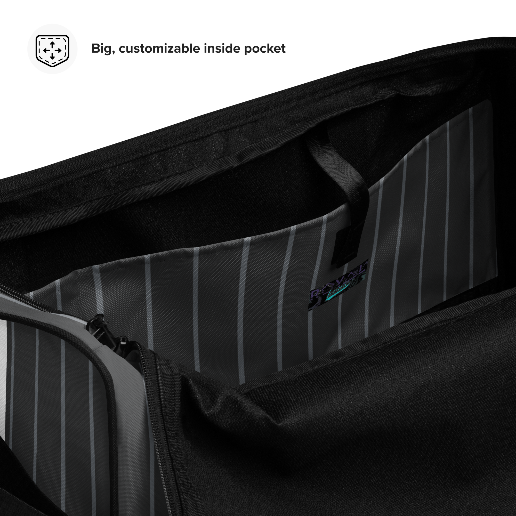 ROYAL Team Iconic. Athletix Duffle Duffel Bag Pinstripe 50 Shades Deep Dusk and Cool Grey
