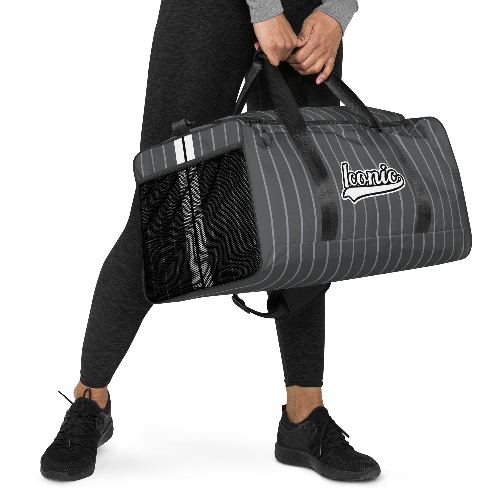 ROYAL Team Iconic. Athletix Duffle Duffel Bag Pinstripe 50 Shades Deep Dusk and Cool Grey