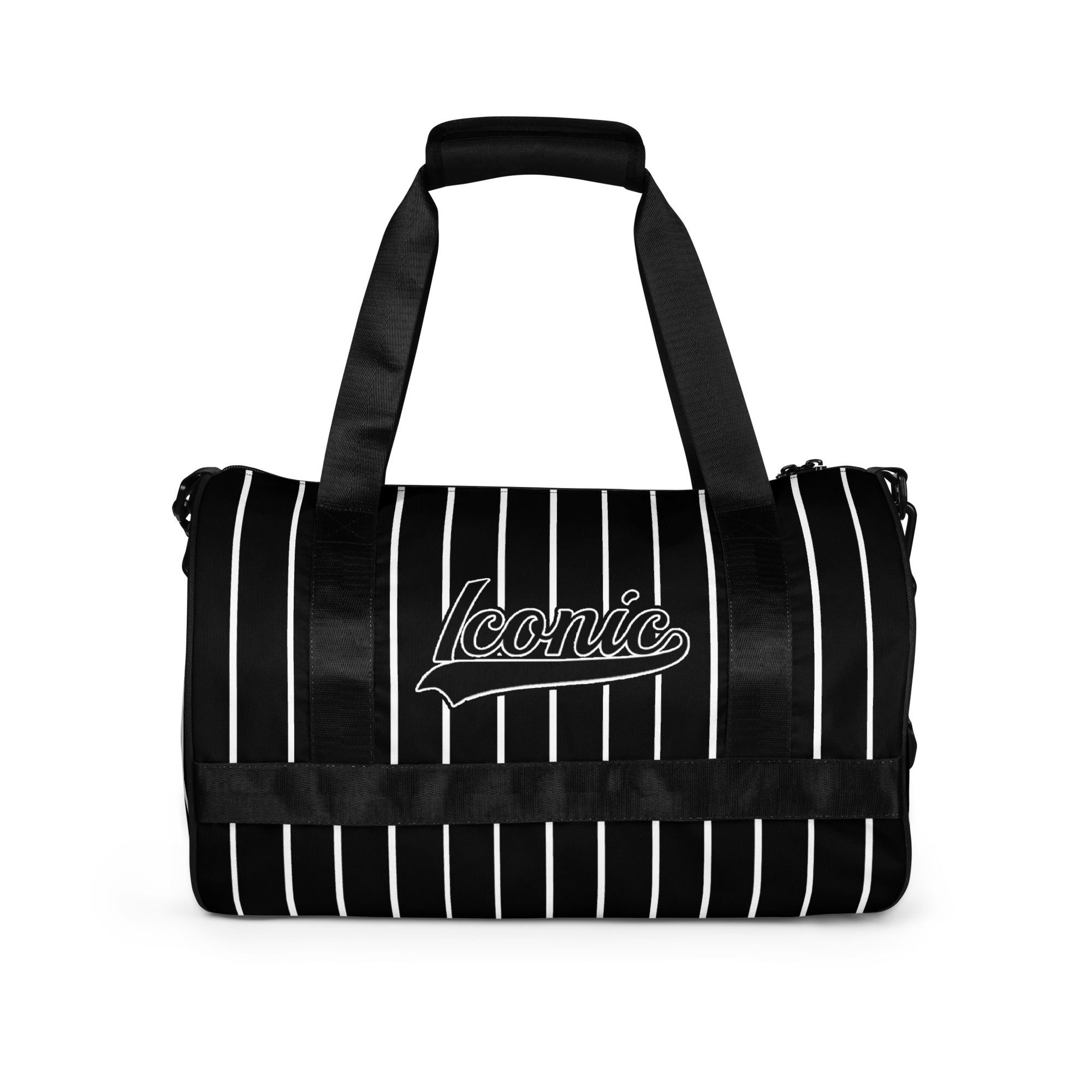 ROYAL Team Iconic. Athletix Mini Duffle Gym Bag Pinstripe Blk and White