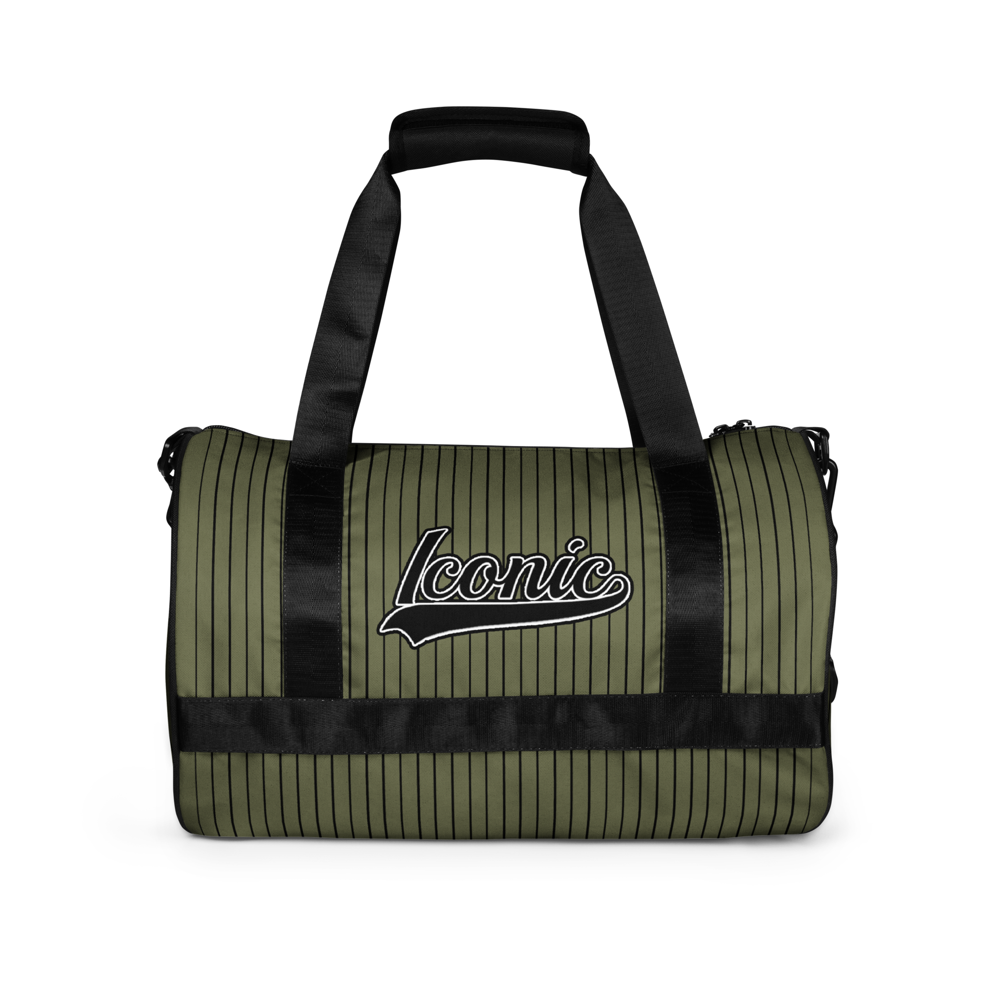 ROYAL Team Iconic. Athletix Mini Duffle Gym Bag Pinstripe Martini Olive and Blk