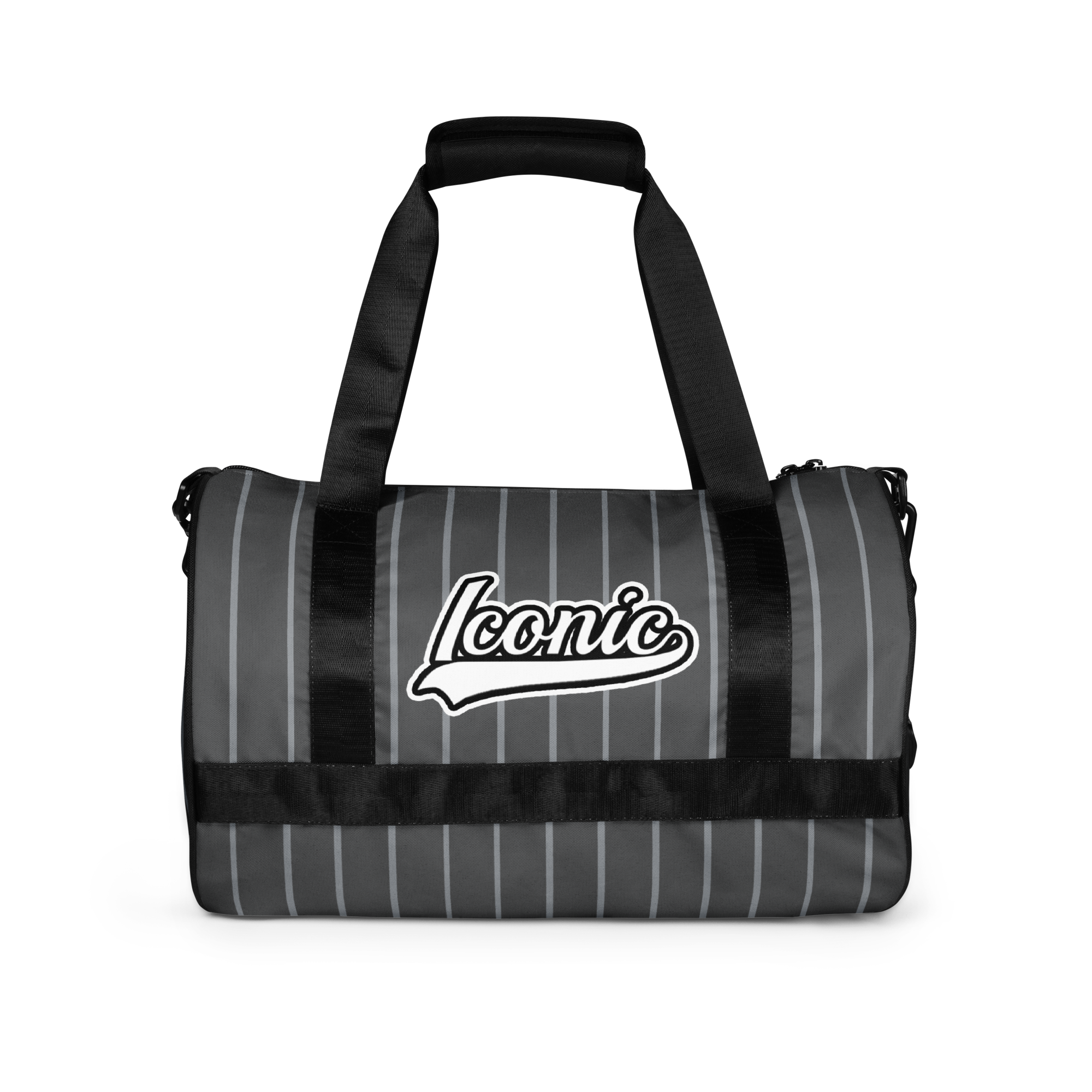ROYAL Team Iconic. Athletix Mini Duffle Gym Bag Pinstripe 50 Shades Deep Dusk and Cool Grey