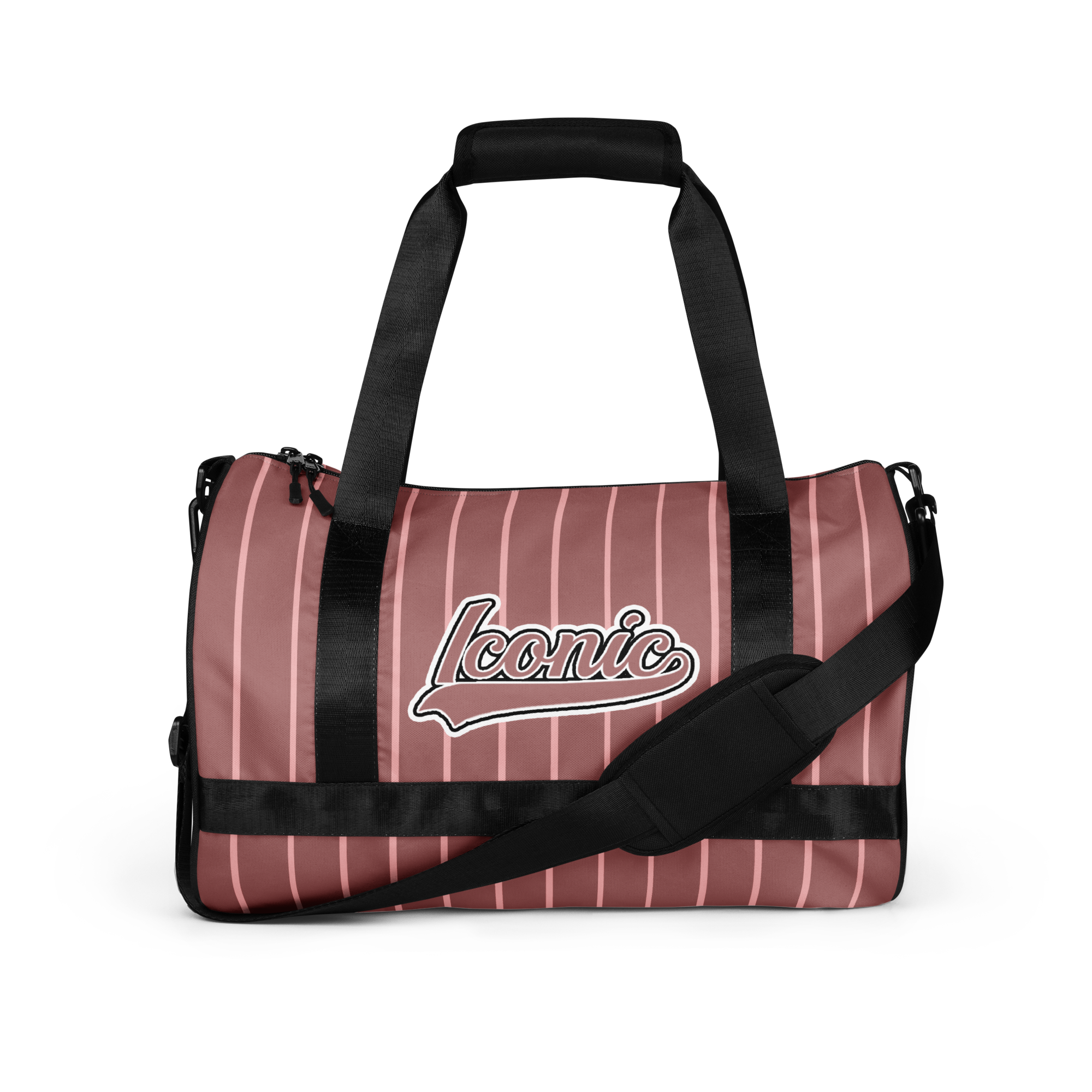 ROYAL Team Iconic. Athletix Mini Duffle Gym Bag Pinstripe Rose Gold and Powder Pink