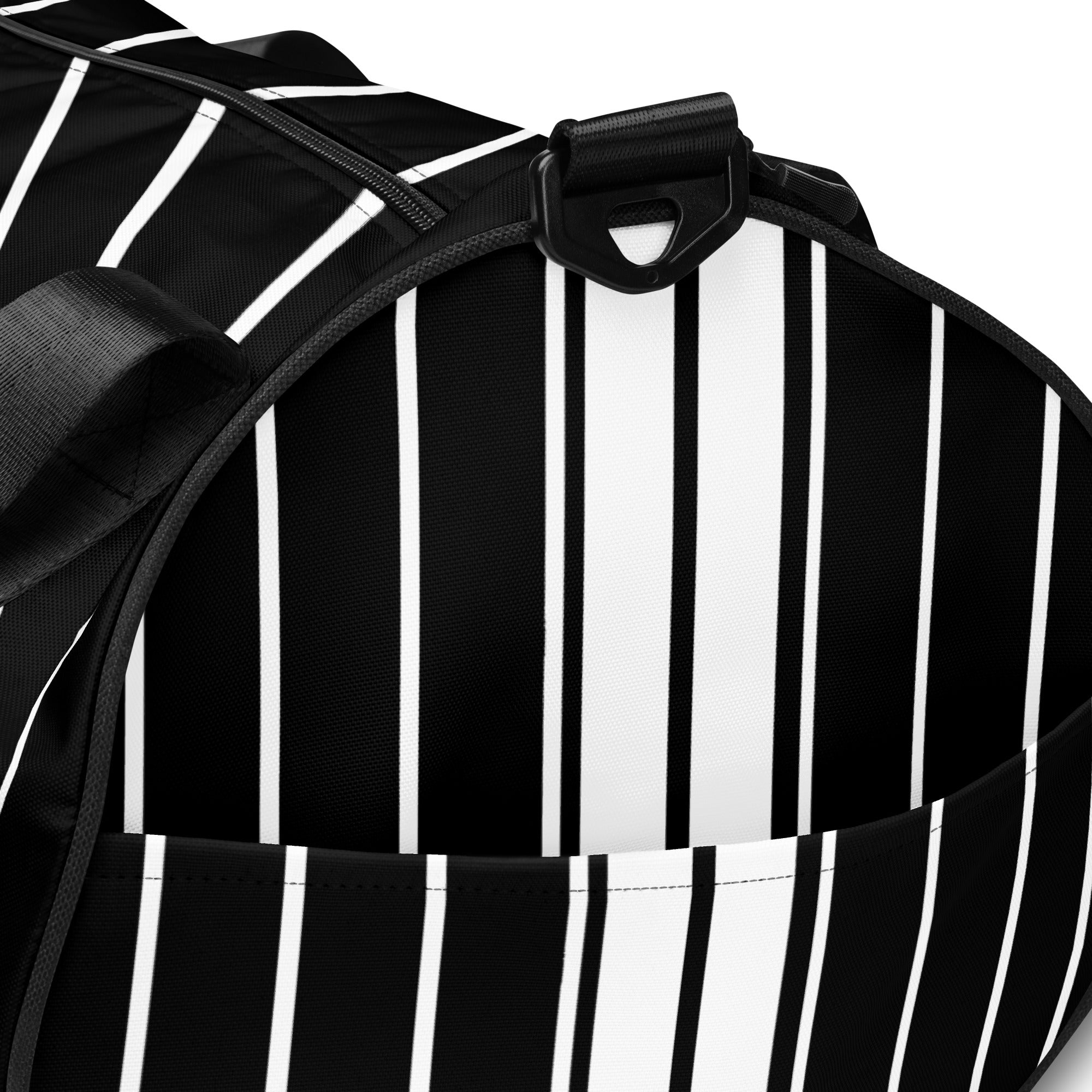 ROYAL Team Iconic. Athletix Mini Duffle Gym Bag Pinstripe Blk and White