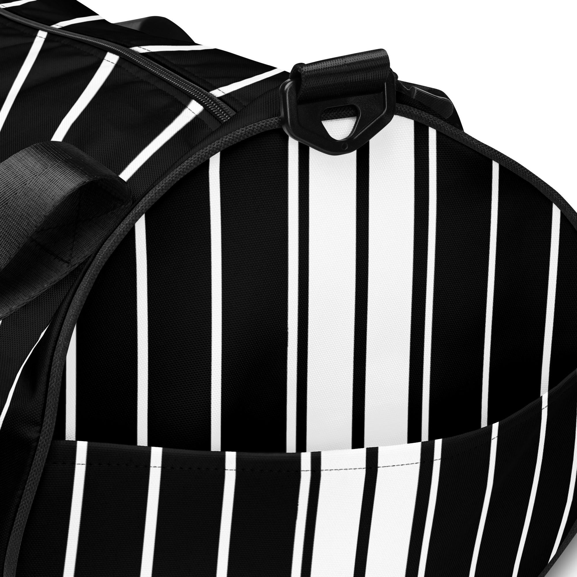 ROYAL Team Iconic. Athletix Mini Duffle Gym Bag Pinstripe Blk and White