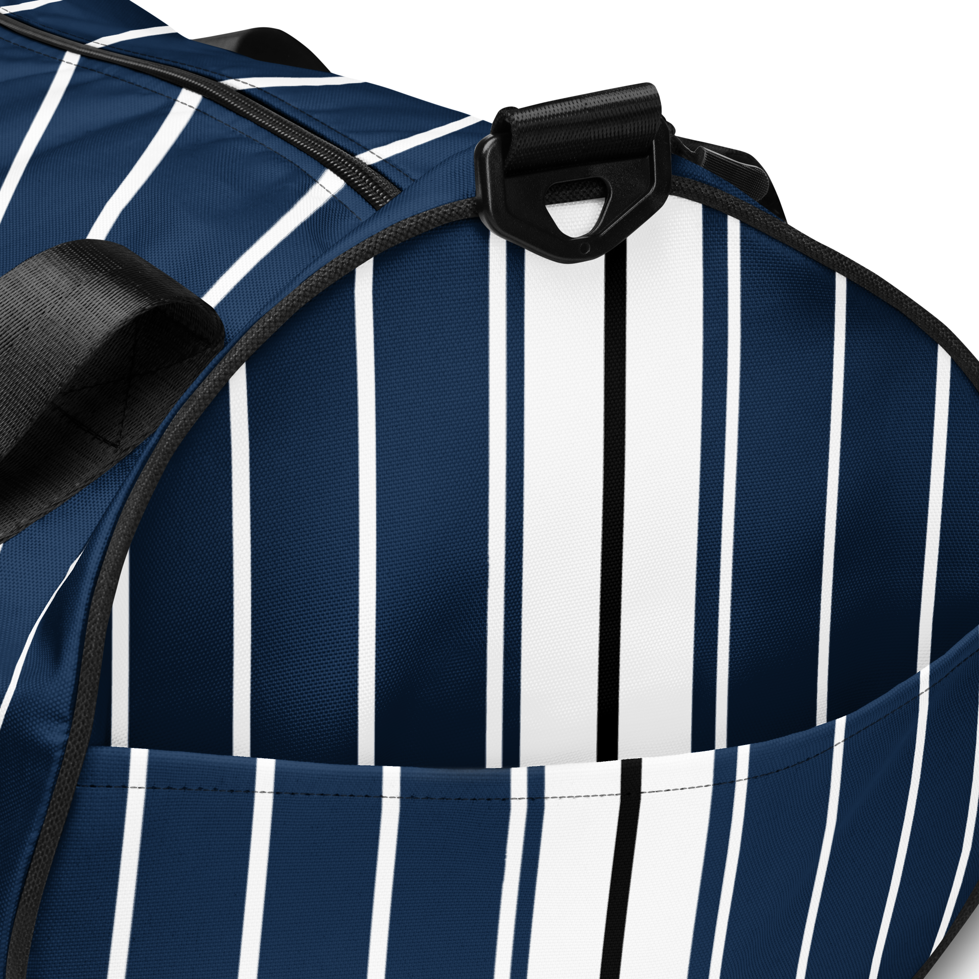 ROYAL Team Iconic. Athletix Mini Duffle Gym Bag Pinstripe Navy and Wh