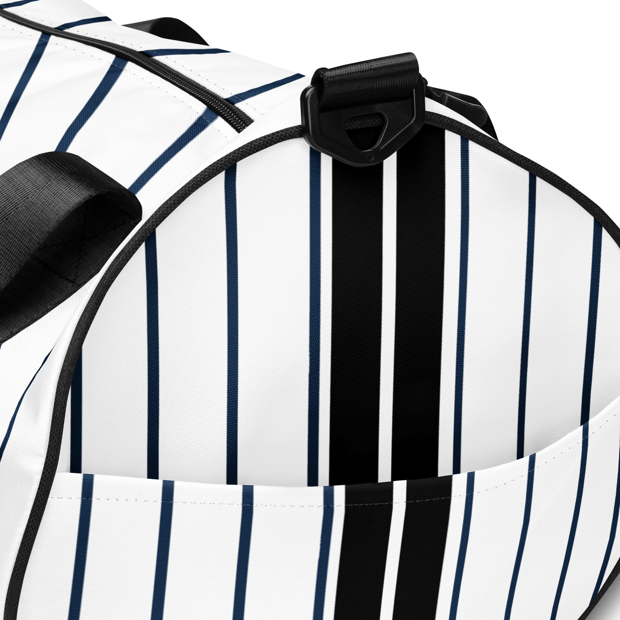 ROYAL Team Iconic. Athletix Mini Duffle Gym Bag Pinstripe Wh and Navy