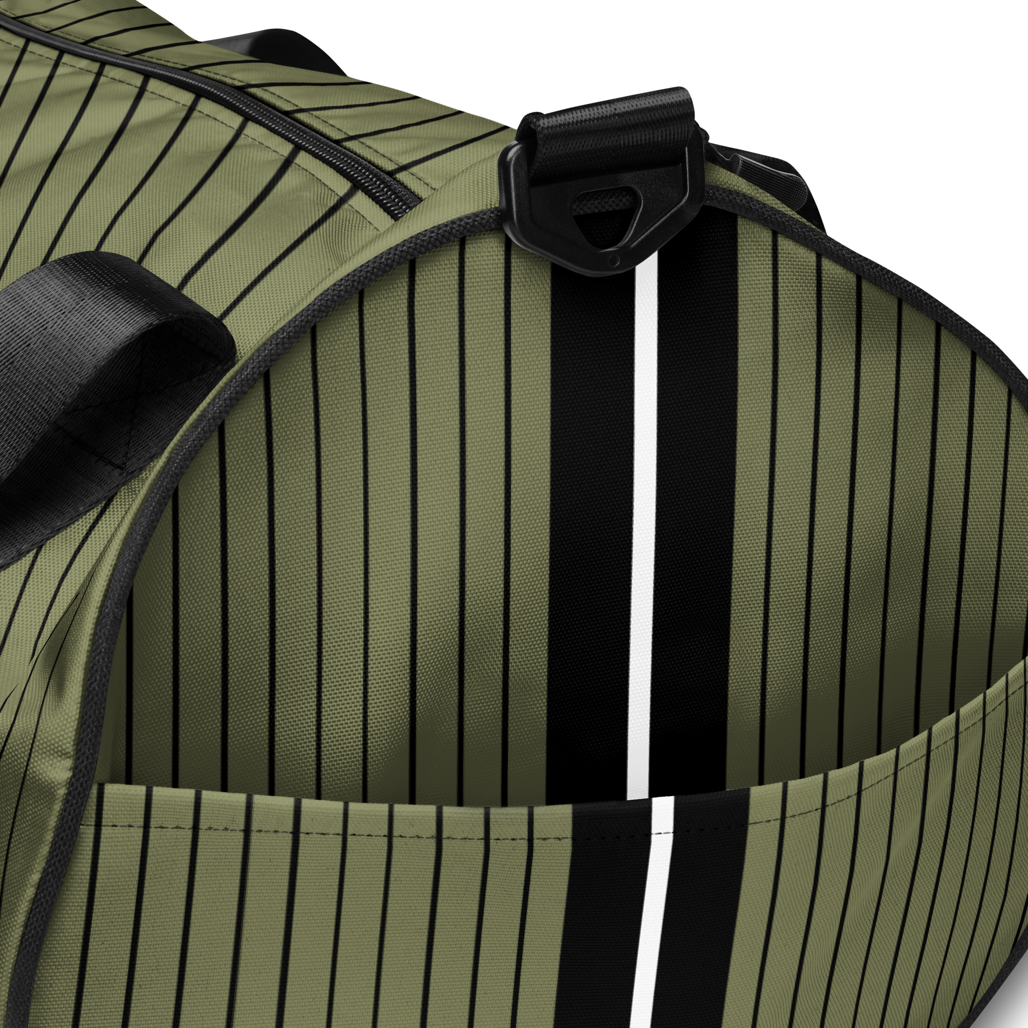 ROYAL Team Iconic. Athletix Mini Duffle Gym Bag Pinstripe Martini Olive and Blk