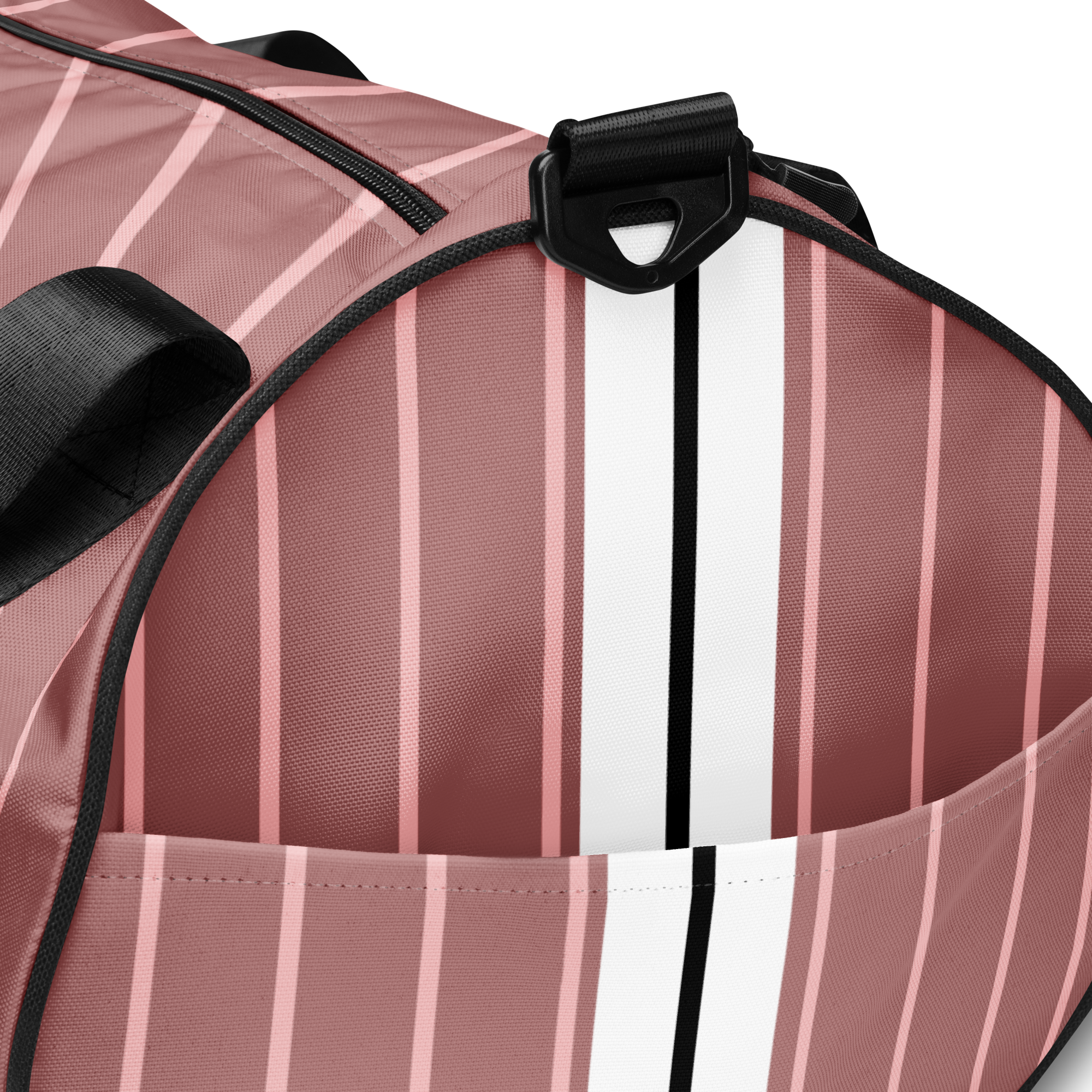 ROYAL Team Iconic. Athletix Mini Duffle Gym Bag Pinstripe Rose Gold and Powder Pink