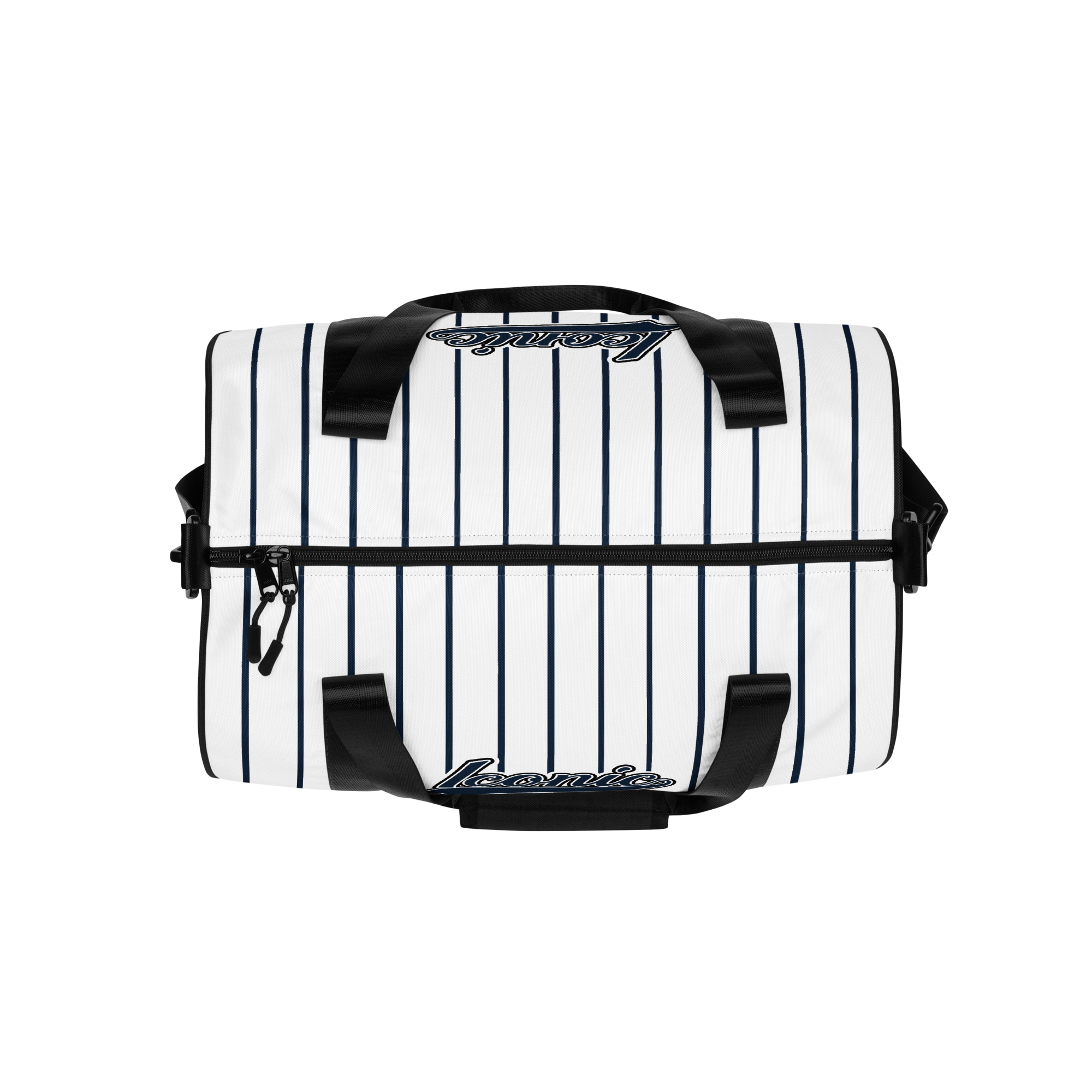 ROYAL Team Iconic. Athletix Mini Duffle Gym Bag Pinstripe Wh and Navy
