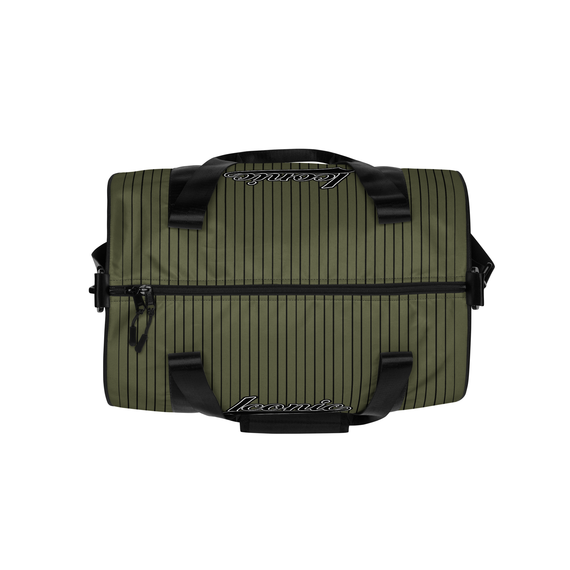 ROYAL Team Iconic. Athletix Mini Duffle Gym Bag Pinstripe Martini Olive and Blk
