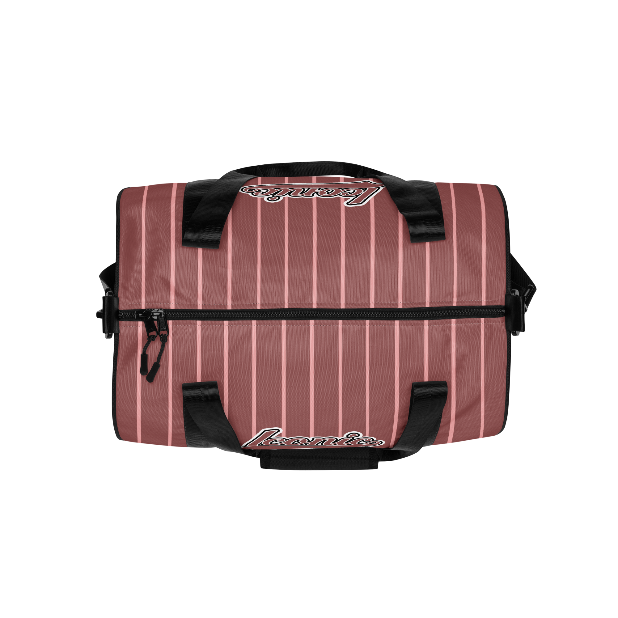 ROYAL Team Iconic. Athletix Mini Duffle Gym Bag Pinstripe Rose Gold and Powder Pink