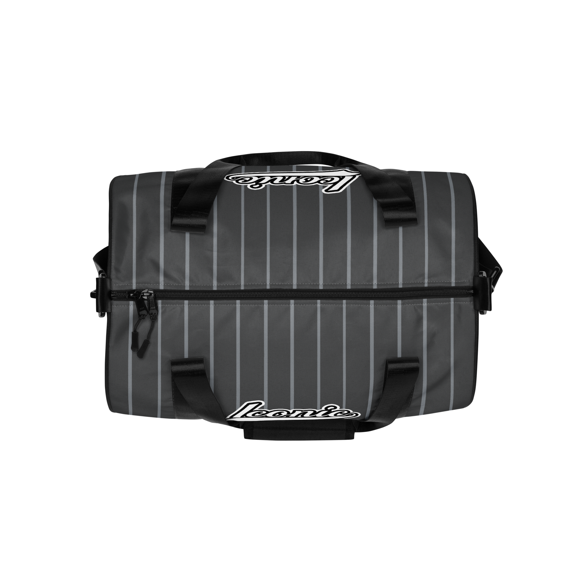ROYAL Team Iconic. Athletix Mini Duffle Gym Bag Pinstripe 50 Shades Deep Dusk and Cool Grey