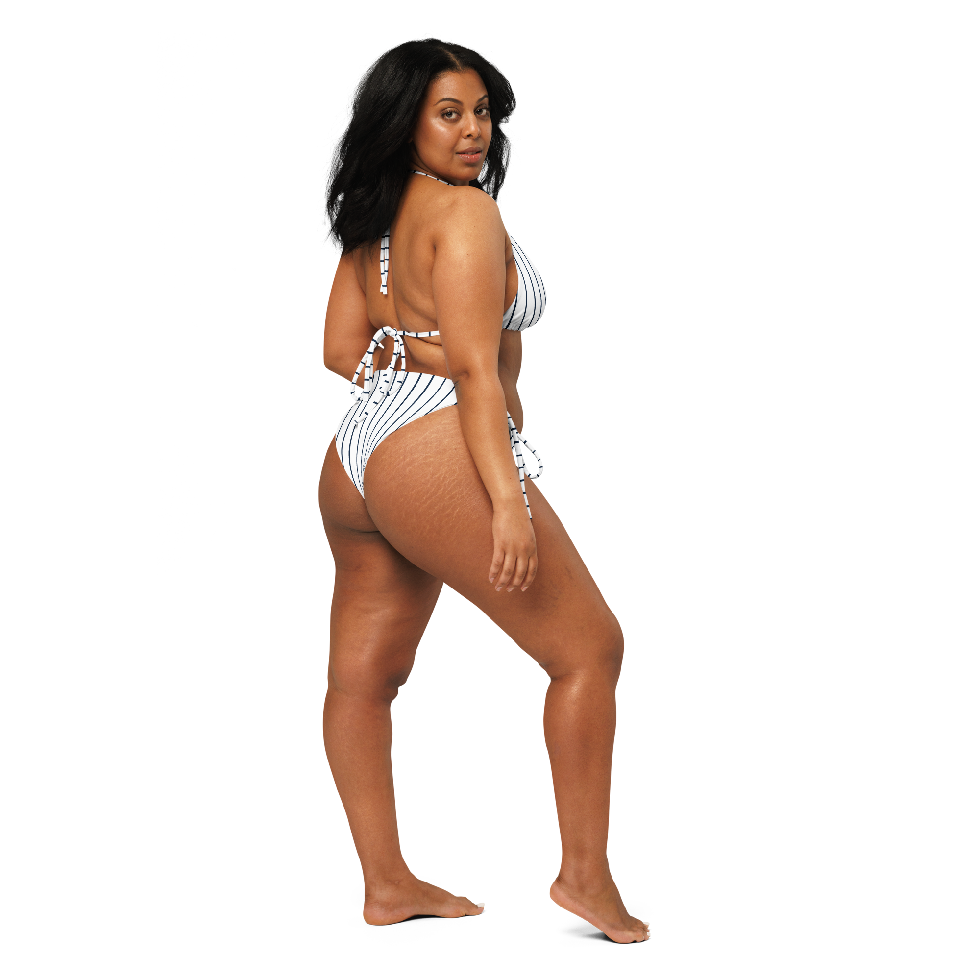 ROYAL Team Iconic. FEMme Swim Pinstripe Bikini Wh and Navy