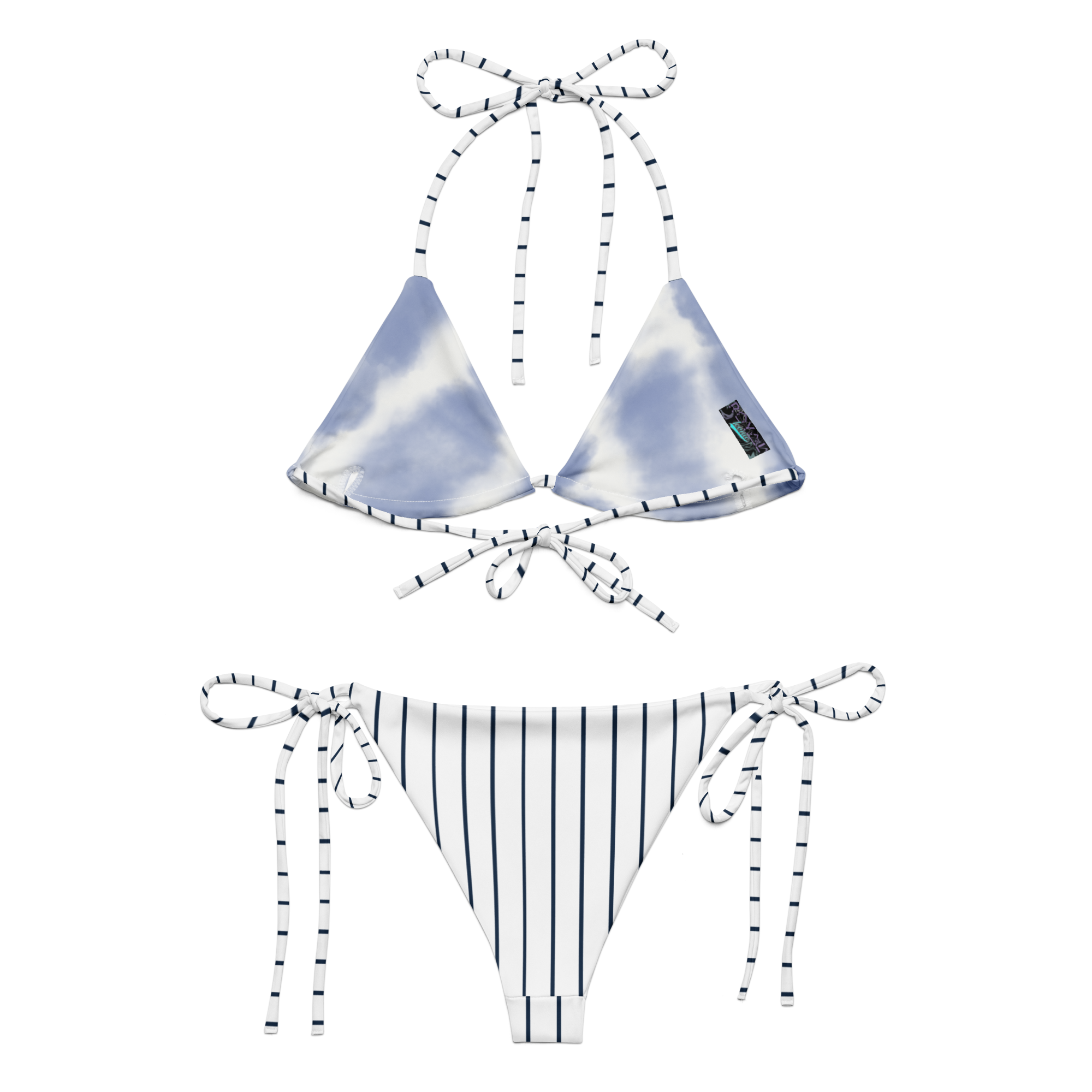 ROYAL Team Iconic. FEMme Swim Pinstripe Bikini Wh and Navy