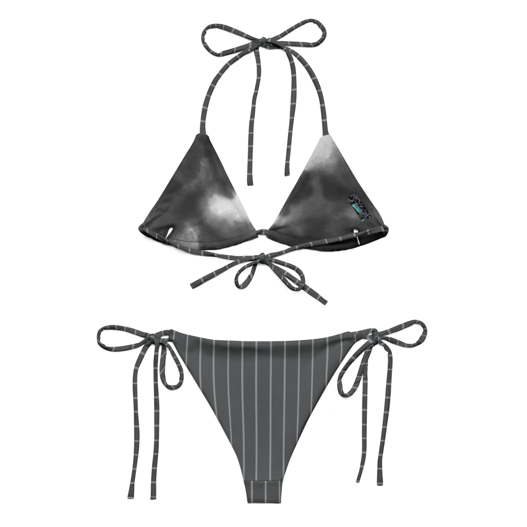 ROYAL Team Iconic. FEMme Swim Pinstripe Bikini 50 Shades Deep Dusk and Cool Grey