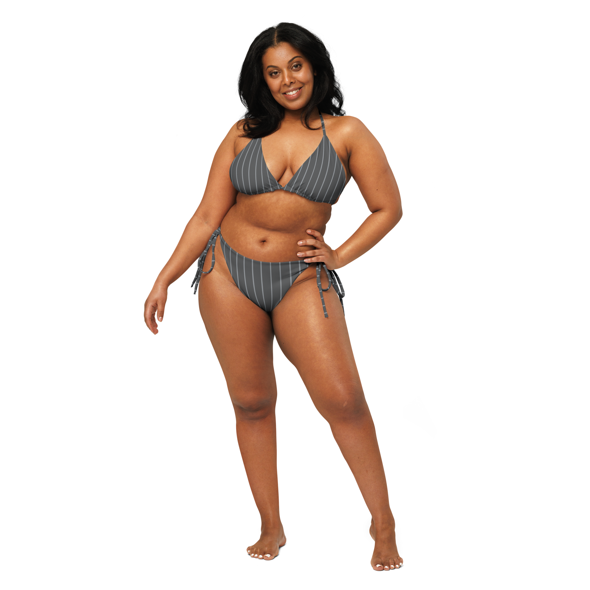 ROYAL Team Iconic. FEMme Swim Pinstripe Bikini 50 Shades Deep Dusk and Cool Grey