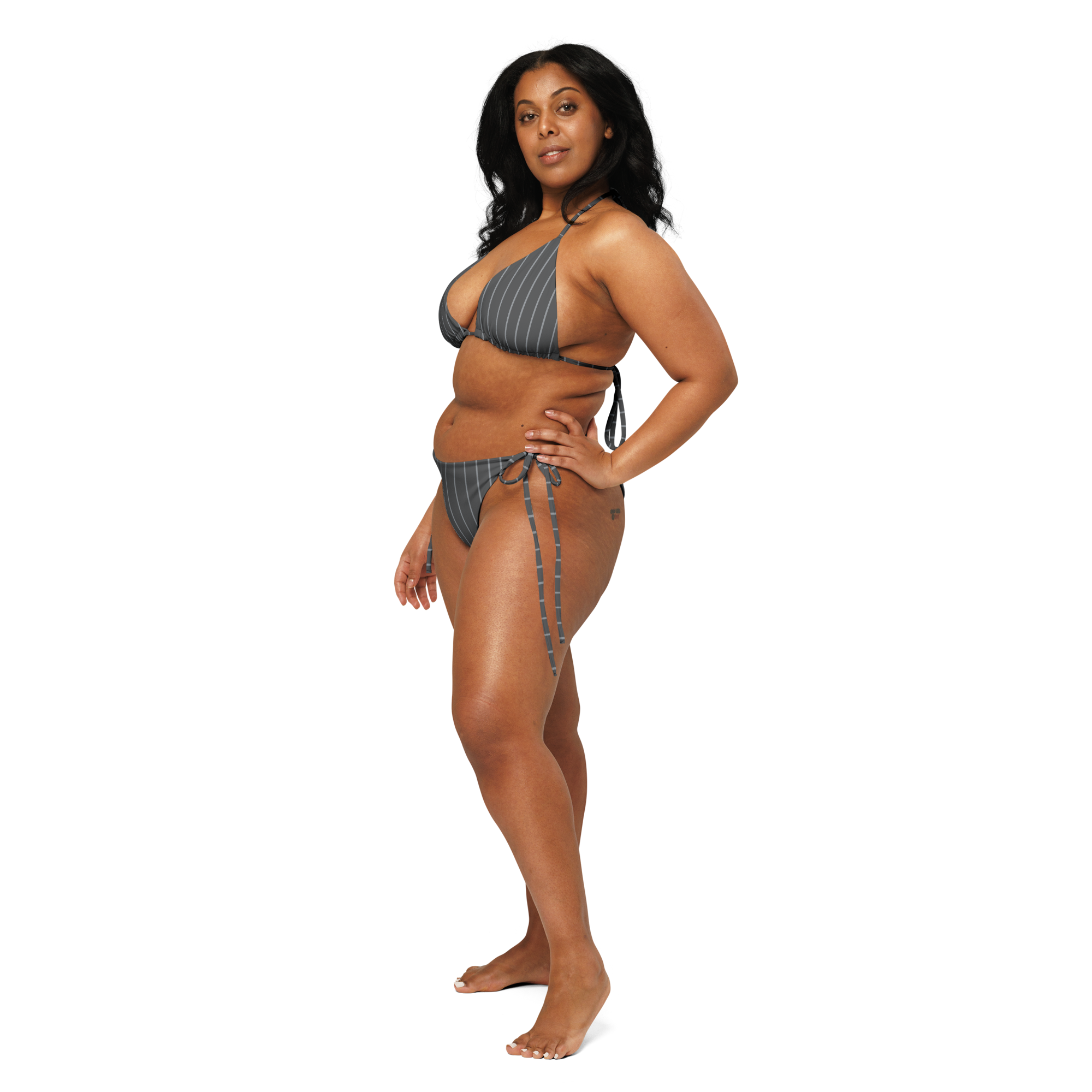 ROYAL Team Iconic. FEMme Swim Pinstripe Bikini 50 Shades Deep Dusk and Cool Grey