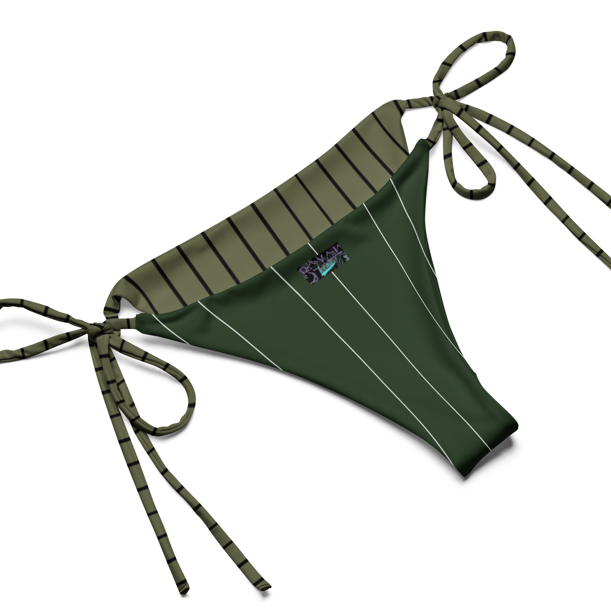 ROYAL Team Iconic. FEMme Swim Pinstripe Bikini Martini Olive and Blk