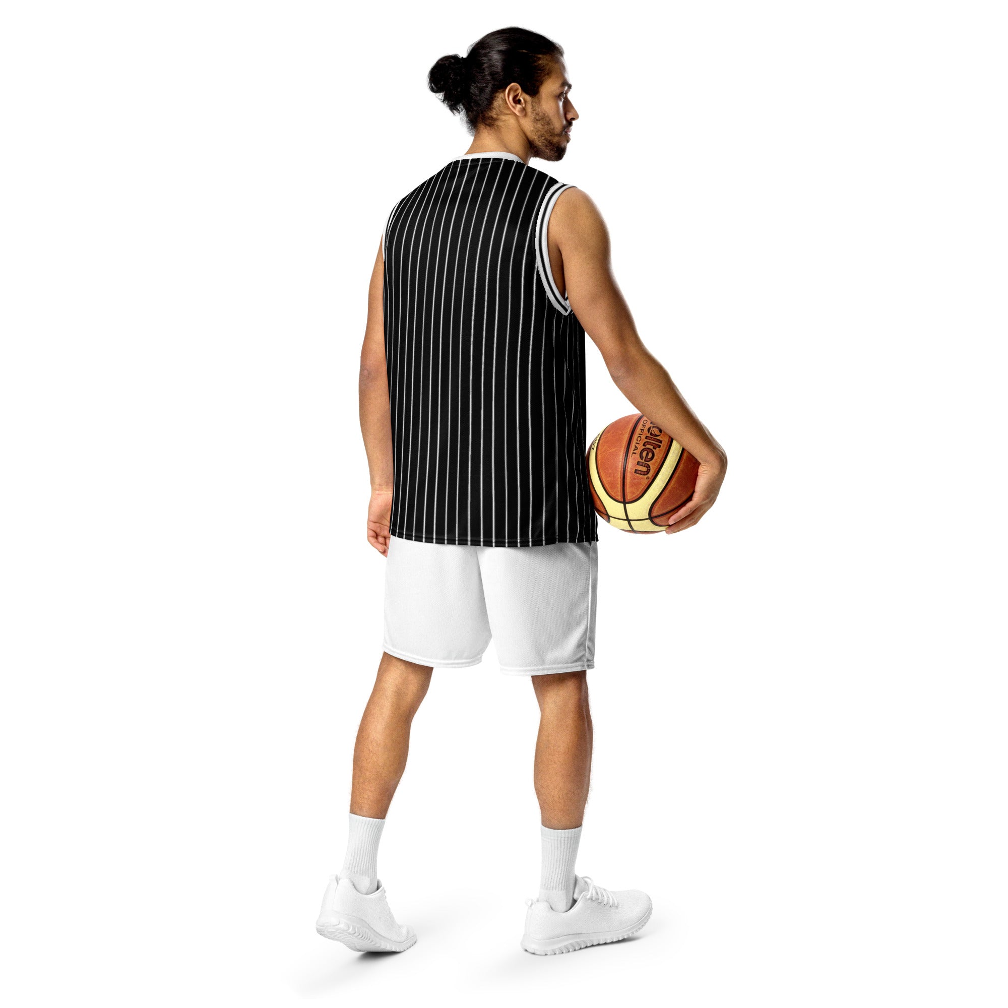 ROYAL Team Iconic. unisex basketball jersey Pinstripe Blk and White