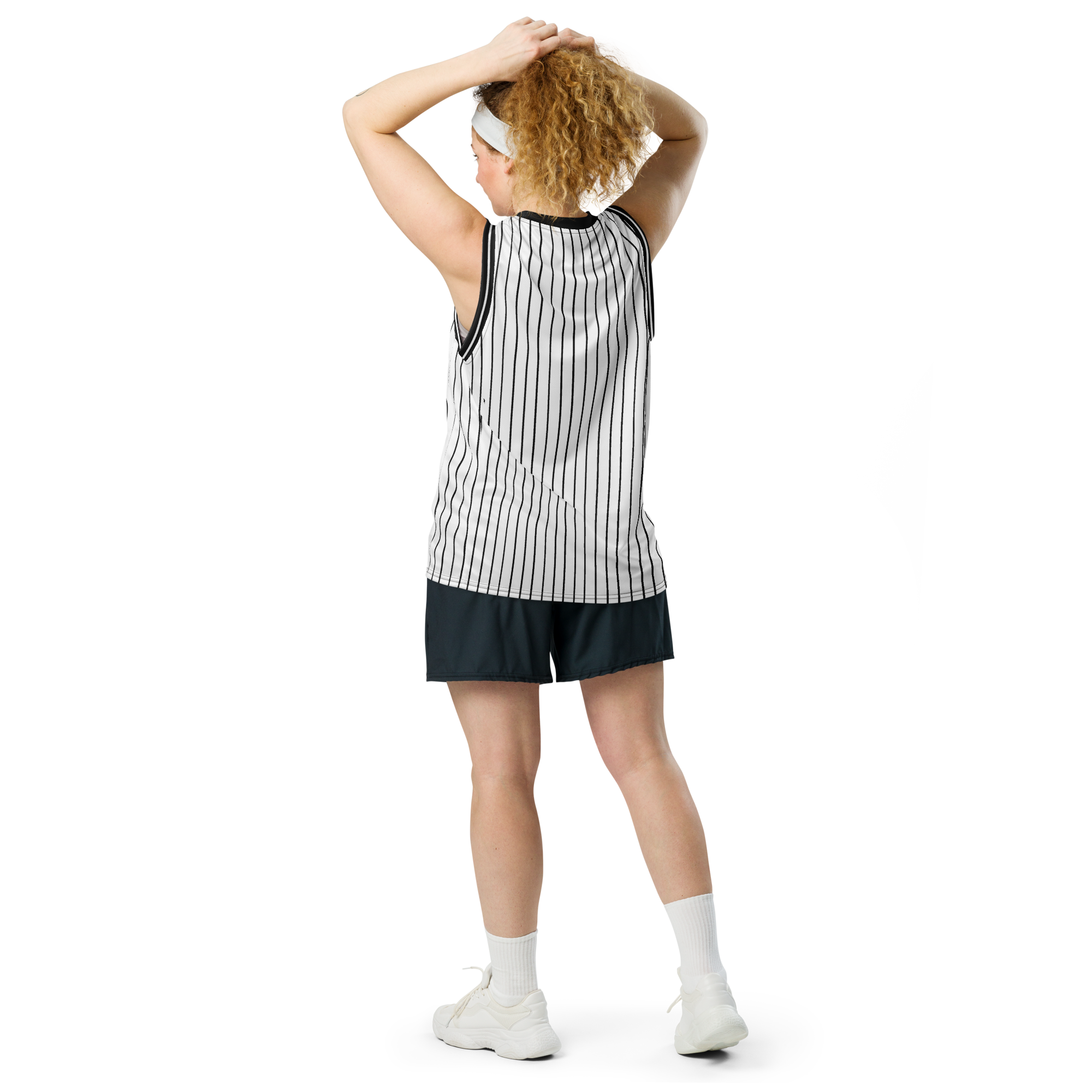ROYAL Team Iconic. unisex basketball jersey Pinstripe Wh and Blk