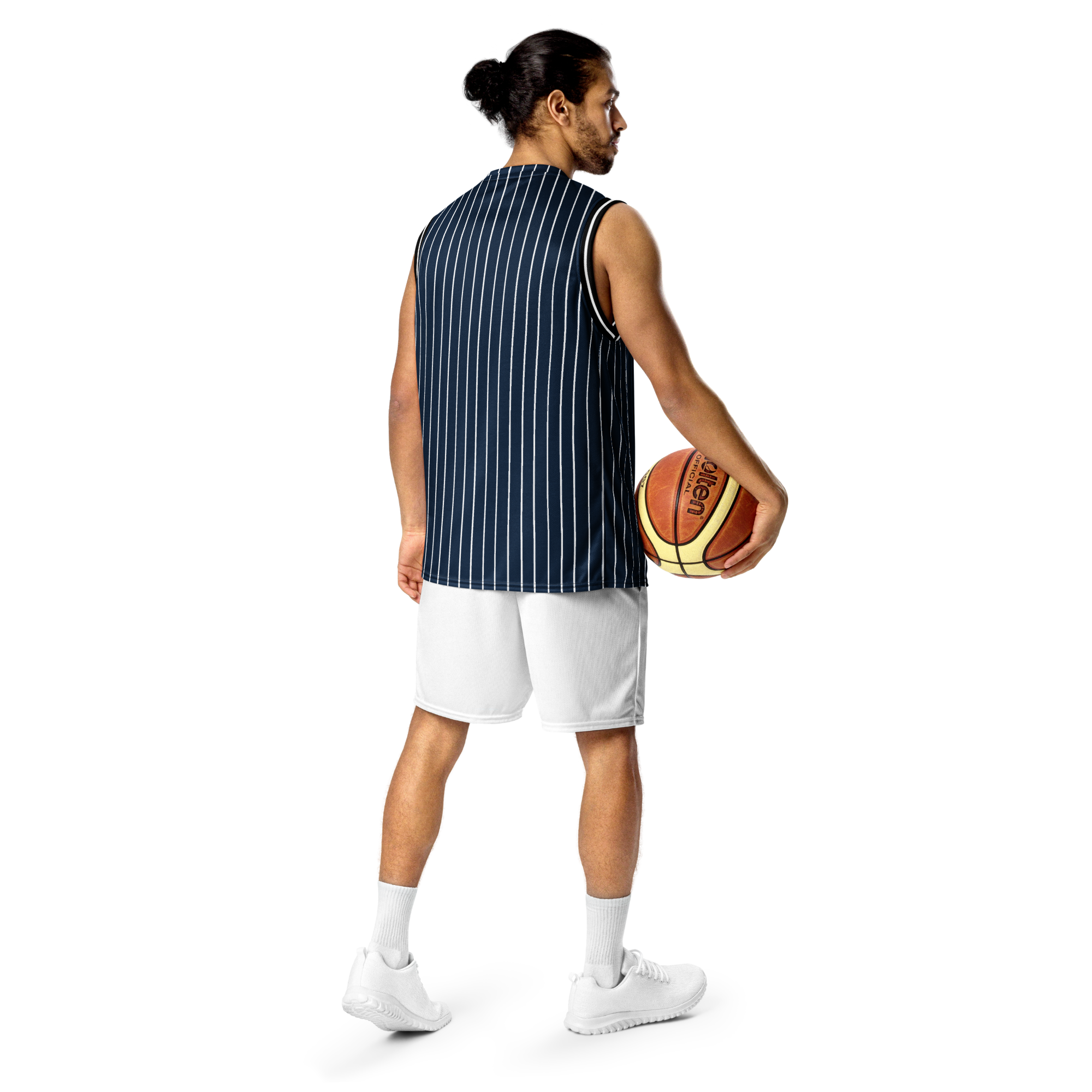 ROYAL Team Iconic. unisex basketball jersey Pinstripe Navy and Wh