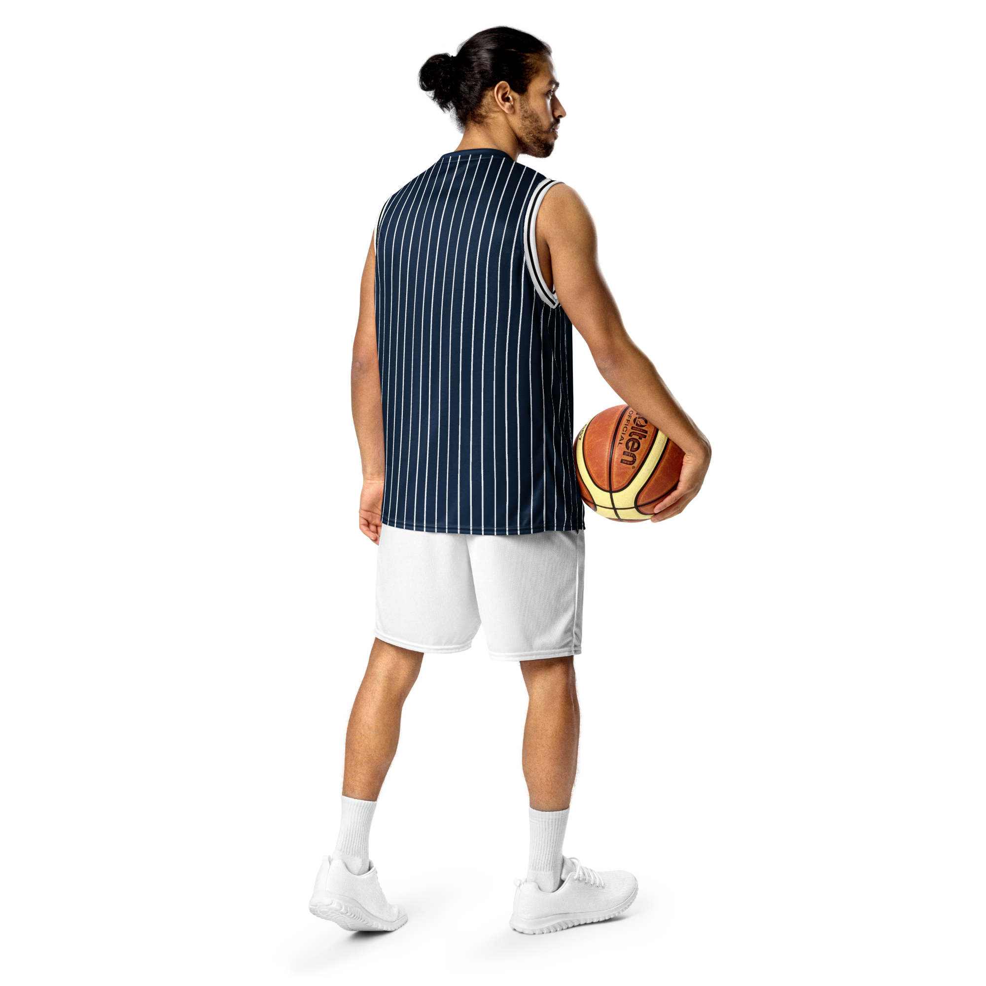 ROYAL Team Iconic. unisex basketball jersey Pinstripe Navy and Wh
