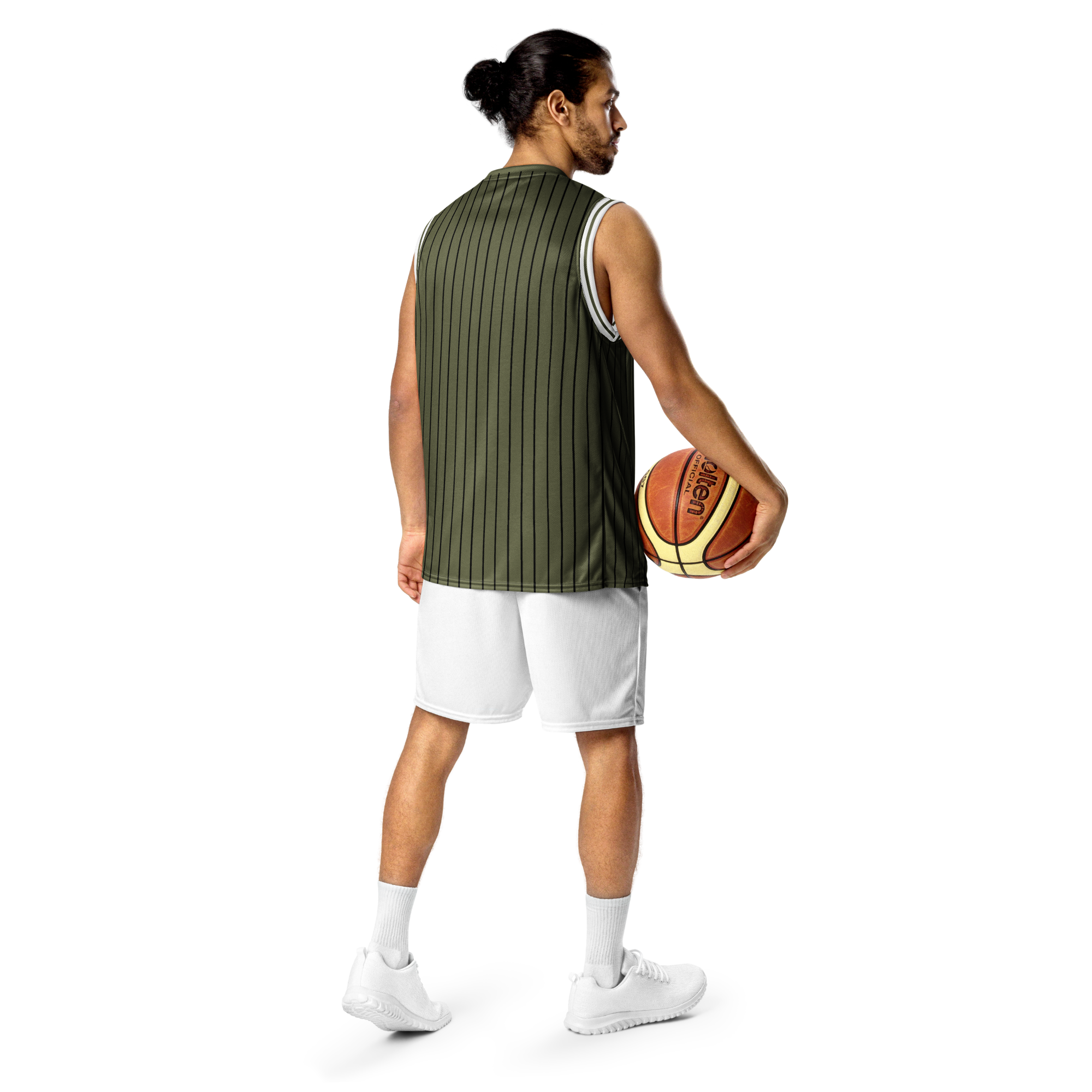 ROYAL Team Iconic. unisex basketball jersey Pinstripe Martini Olive and Blk