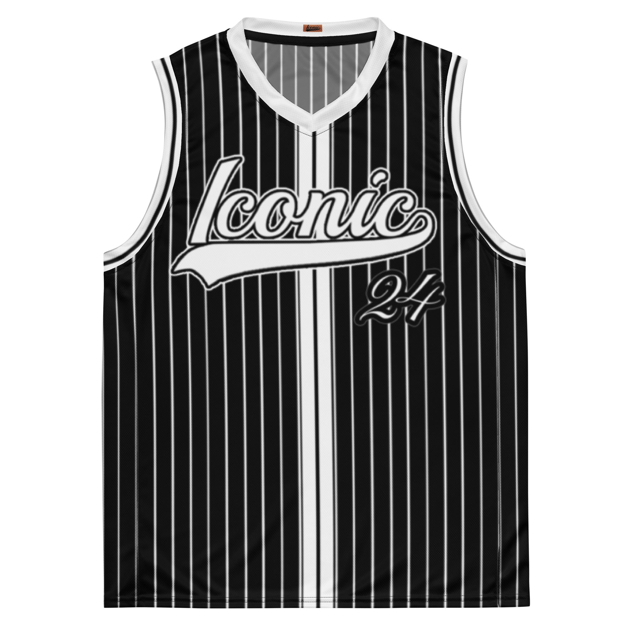 ROYAL Team Iconic. unisex basketball jersey Pinstripe Blk and White