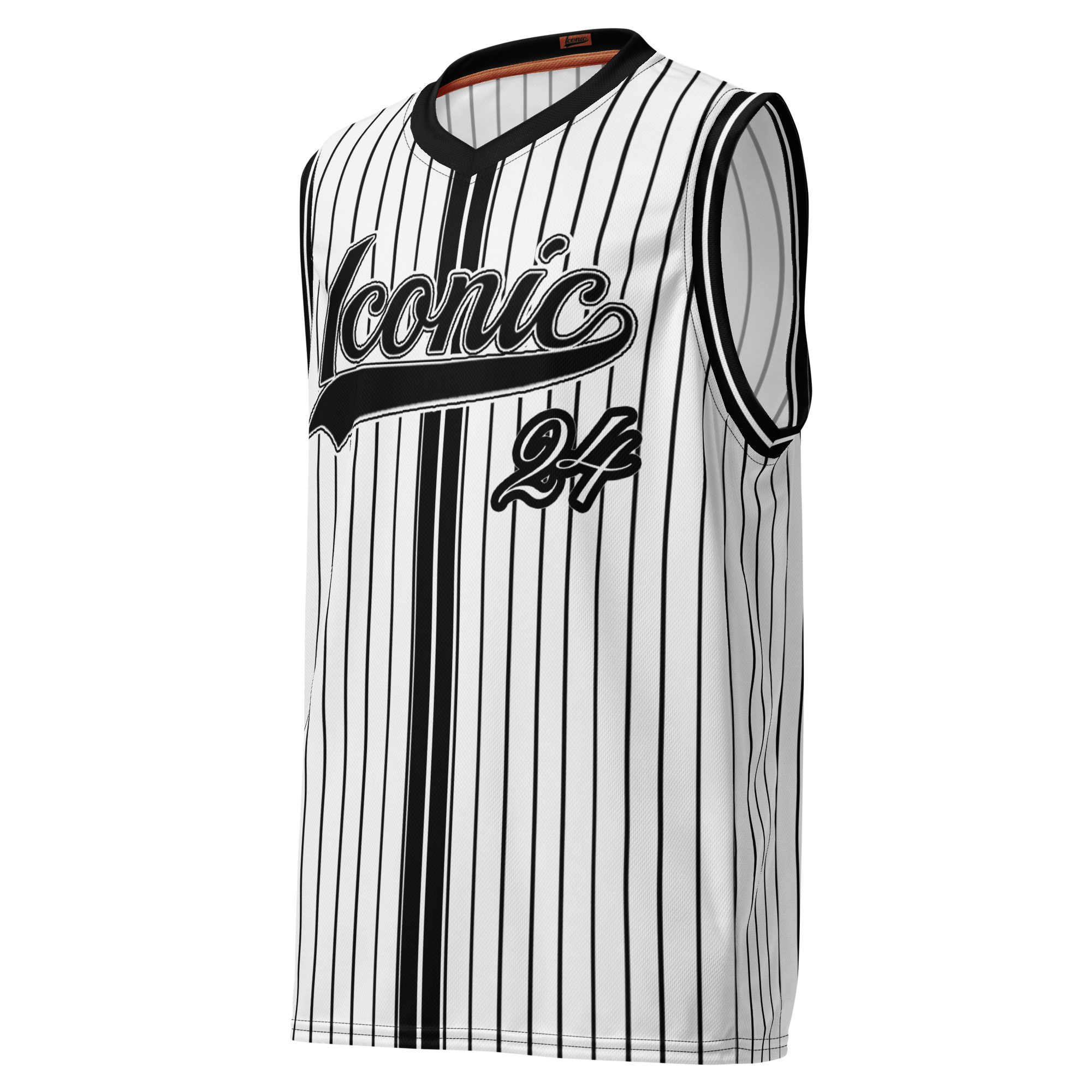 ROYAL Team Iconic. unisex basketball jersey Pinstripe Wh and Blk