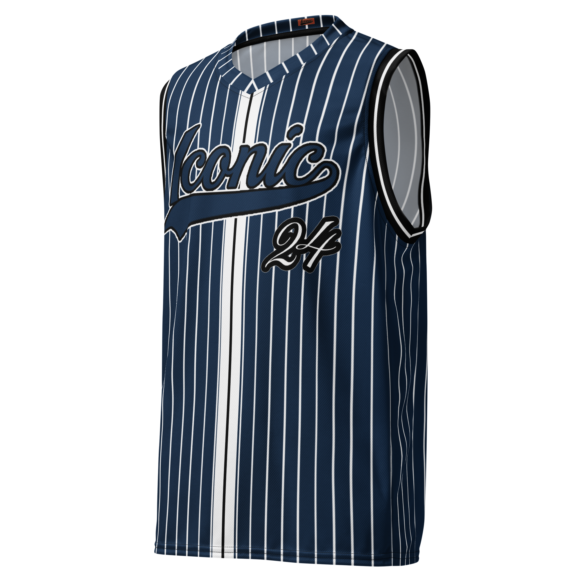 ROYAL Team Iconic. unisex basketball jersey Pinstripe Navy and Wh