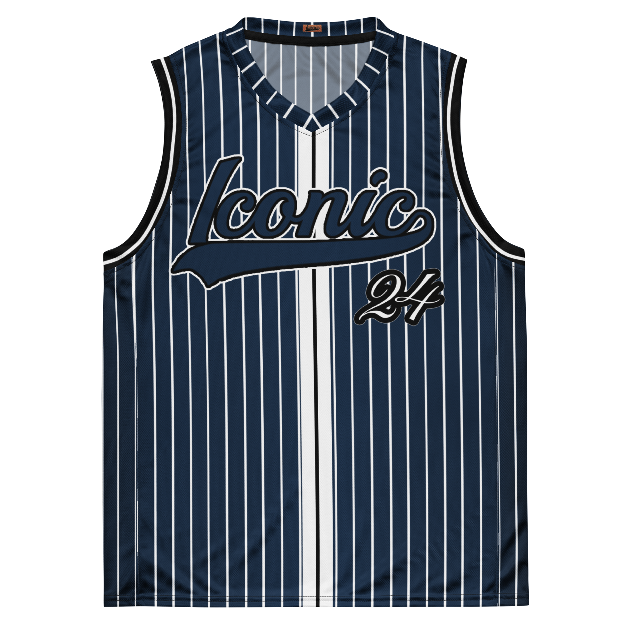 ROYAL Team Iconic. unisex basketball jersey Pinstripe Navy and Wh