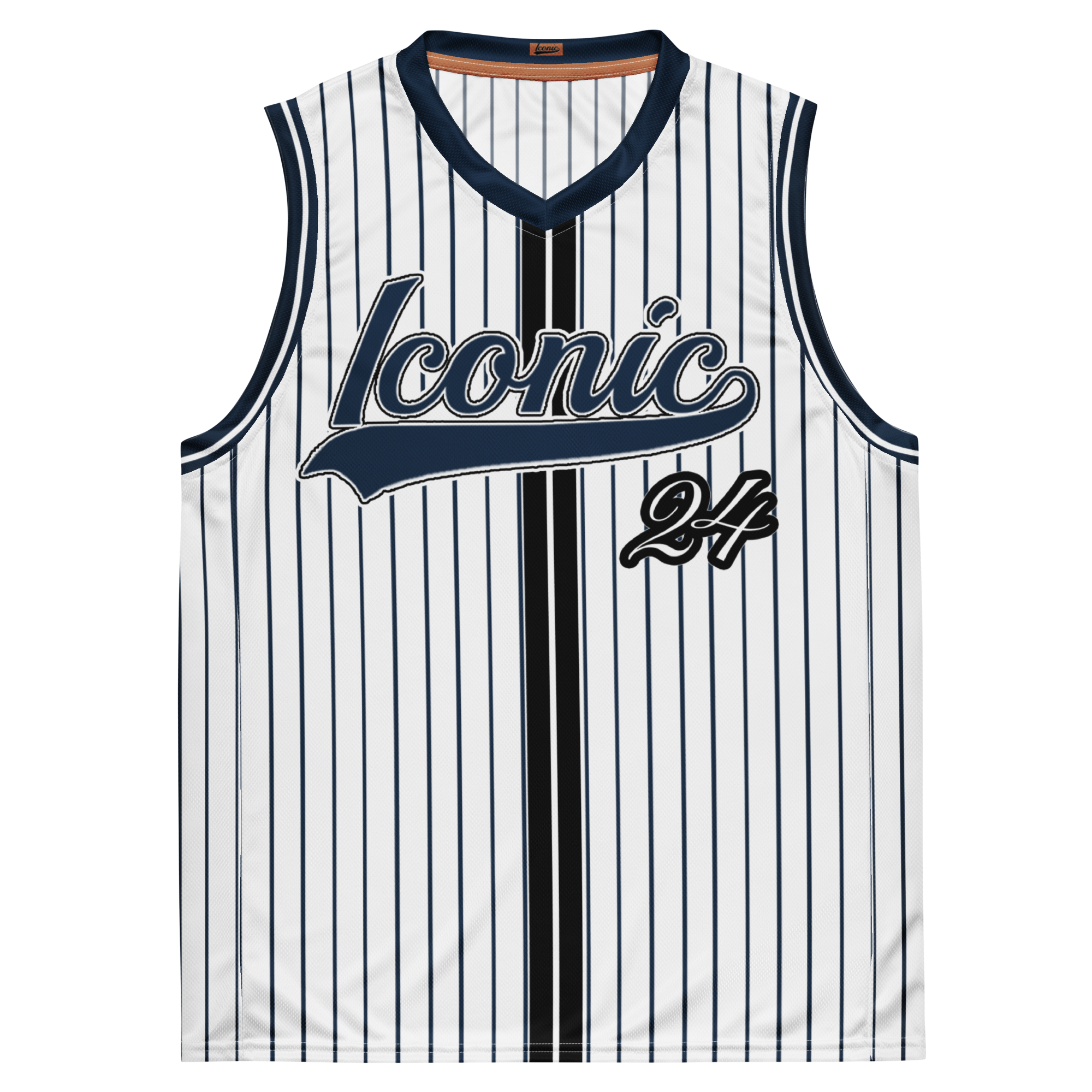 ROYAL Team Iconic. unisex basketball jersey Pinstripe Wh and Navy