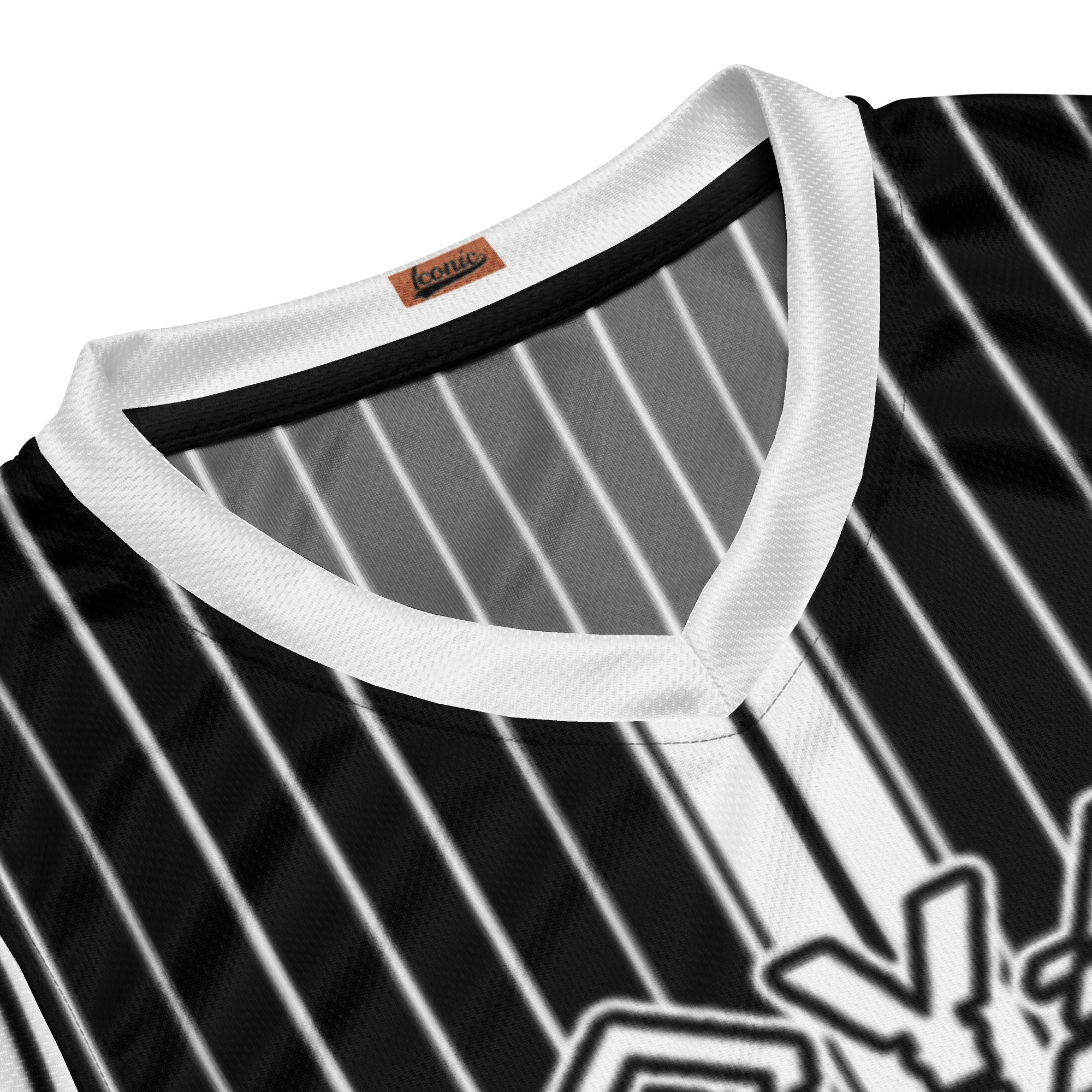 ROYAL Team Iconic. unisex basketball jersey Pinstripe Blk and White