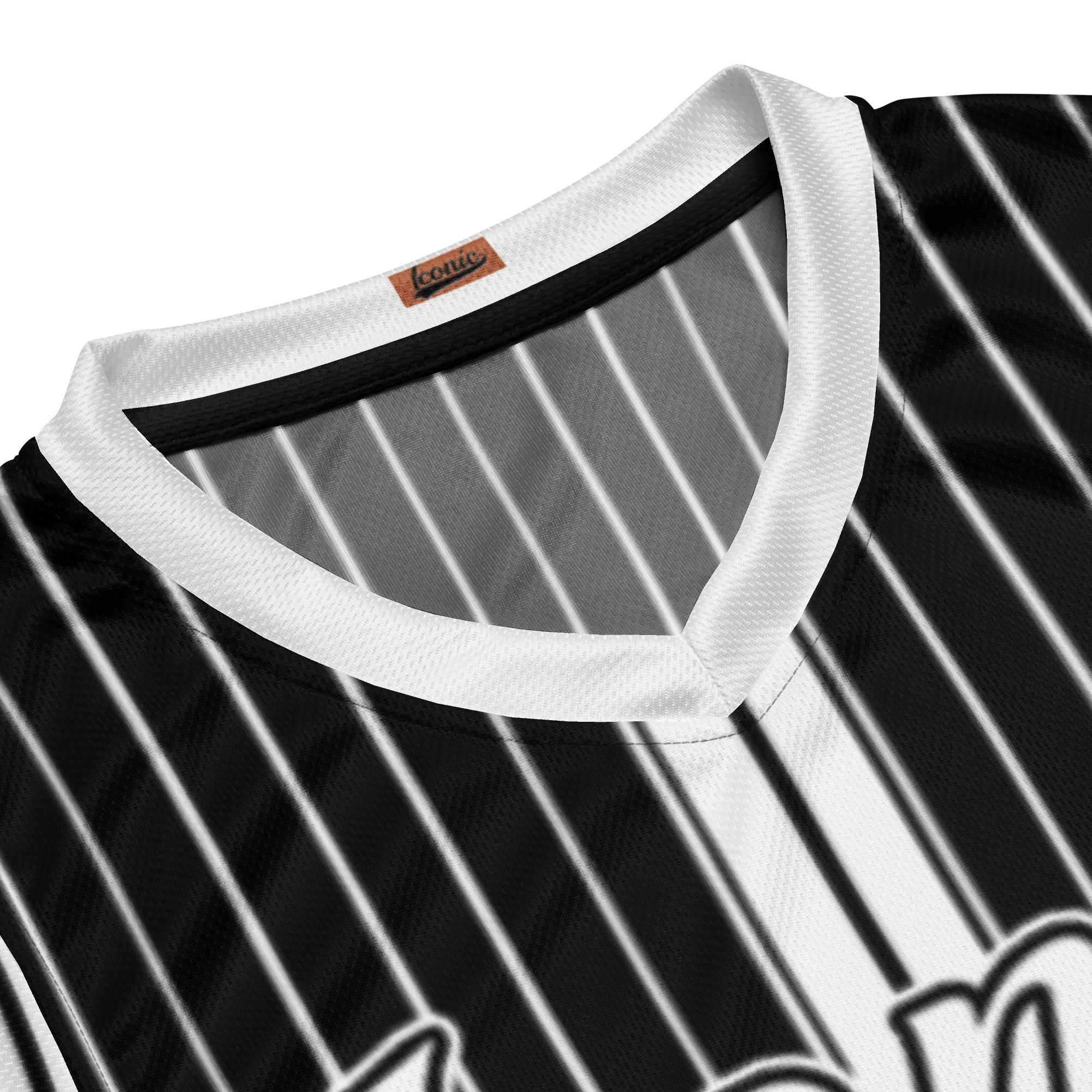 ROYAL Team Iconic. unisex basketball jersey Pinstripe Blk and White