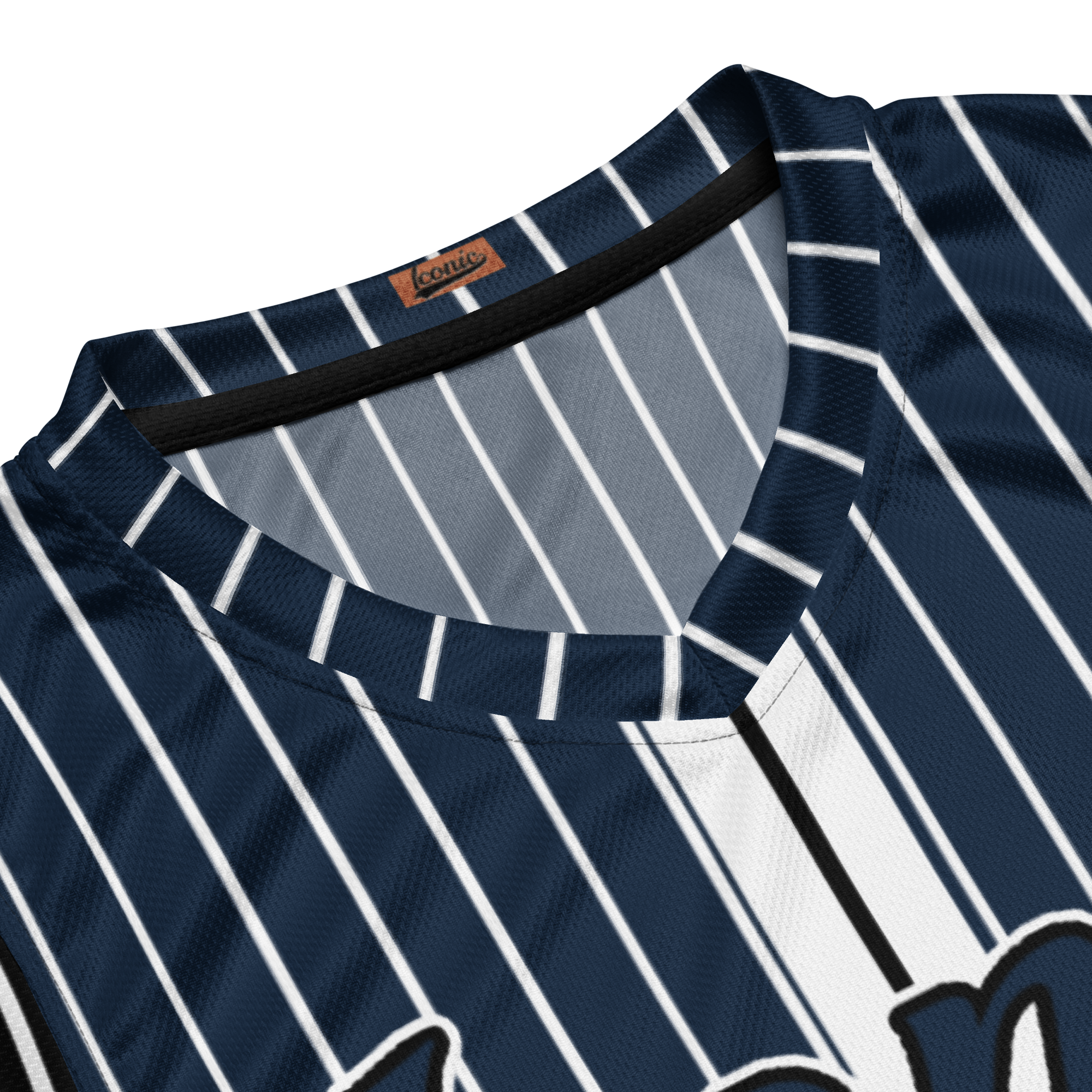 ROYAL Team Iconic. unisex basketball jersey Pinstripe Navy and Wh
