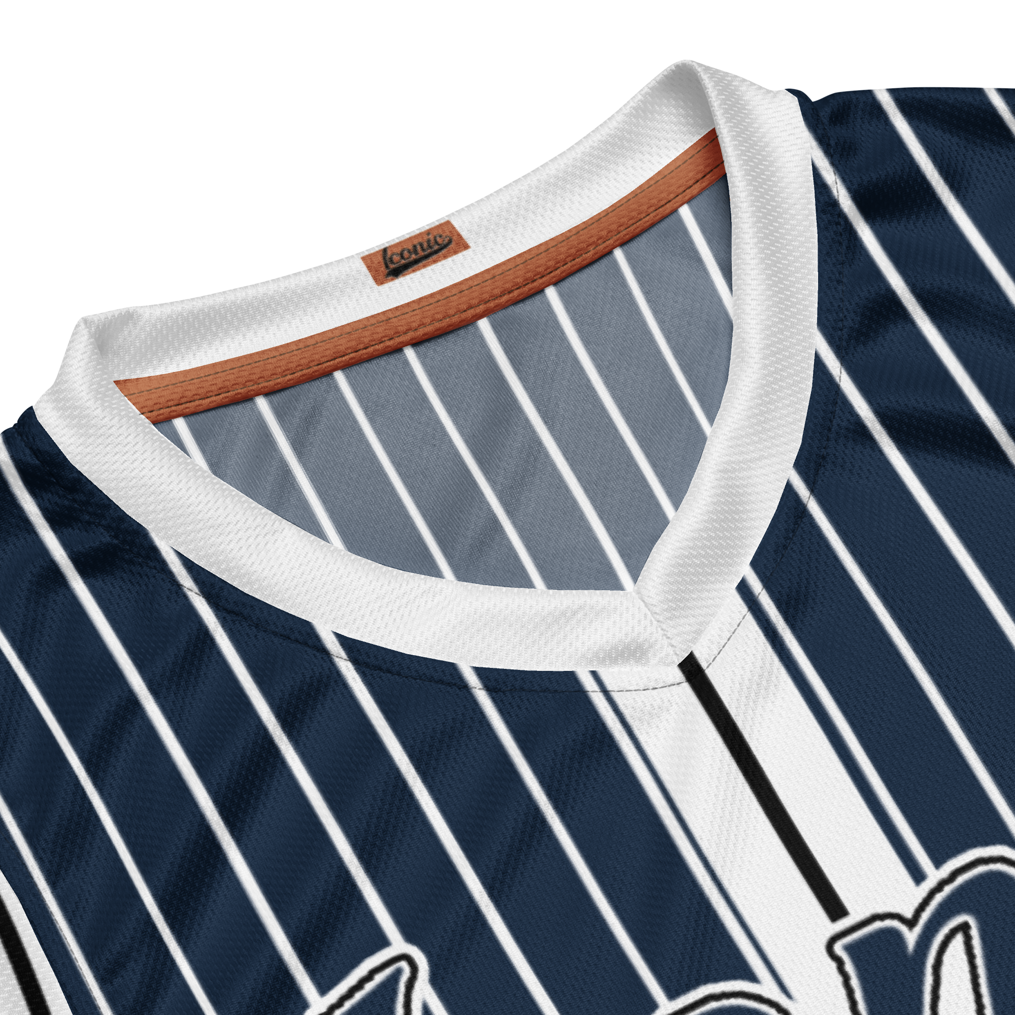 ROYAL Team Iconic. unisex basketball jersey Pinstripe Navy and Wh