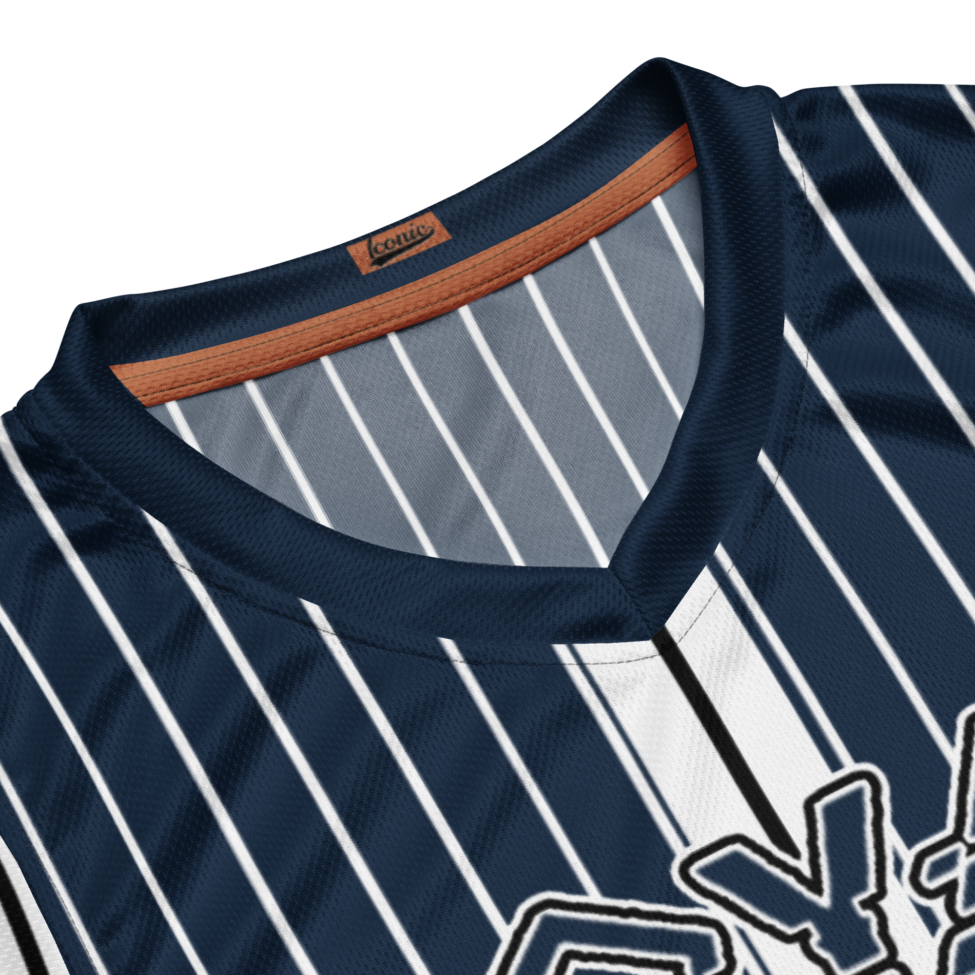 ROYAL Team Iconic. unisex basketball jersey Pinstripe Navy and Wh