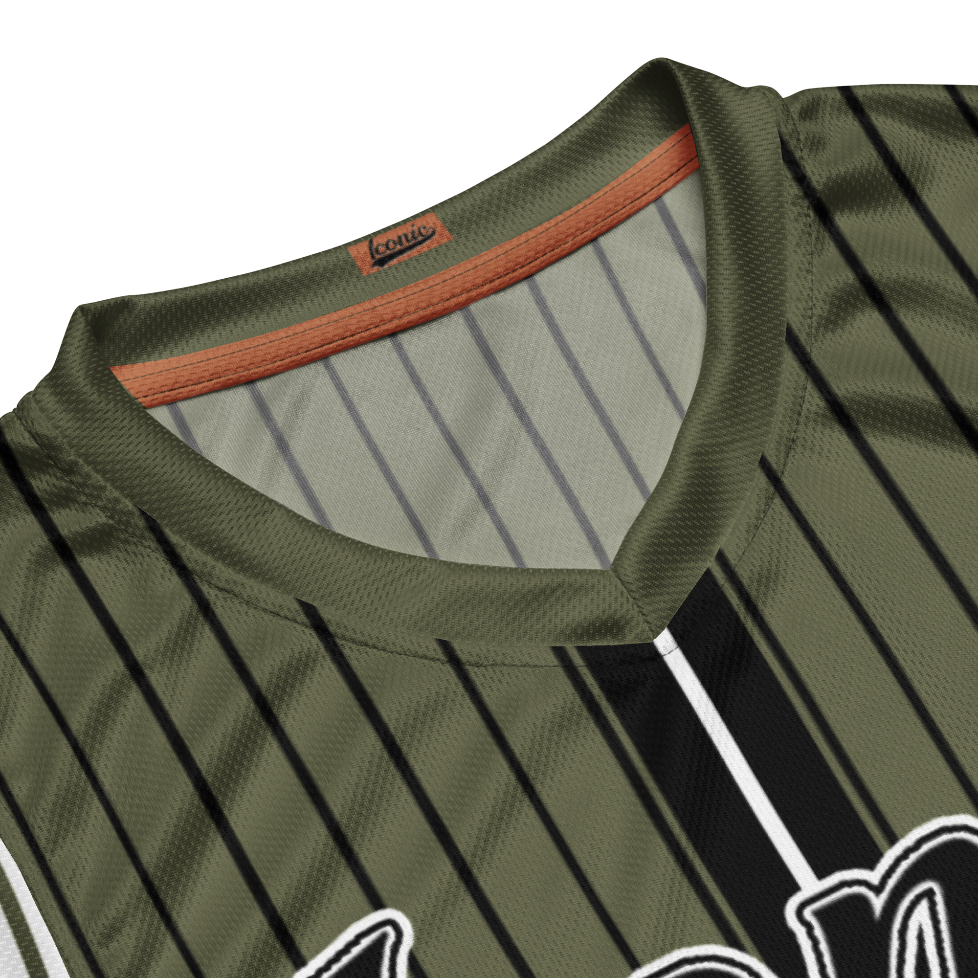ROYAL Team Iconic. unisex basketball jersey Pinstripe Martini Olive and Blk