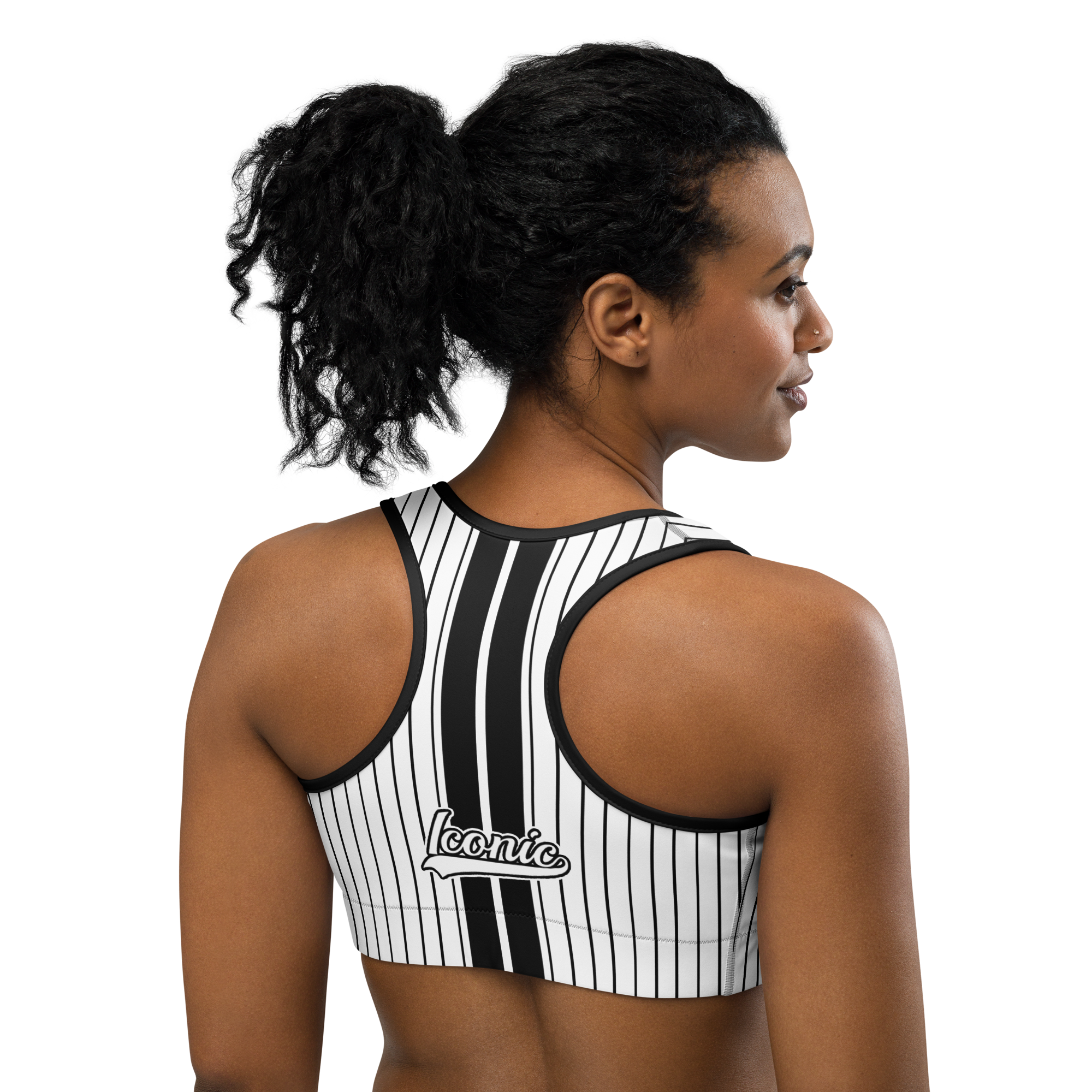 ROYAL Team Iconic. Athletix Sports Bra Pinstripe White and Blk