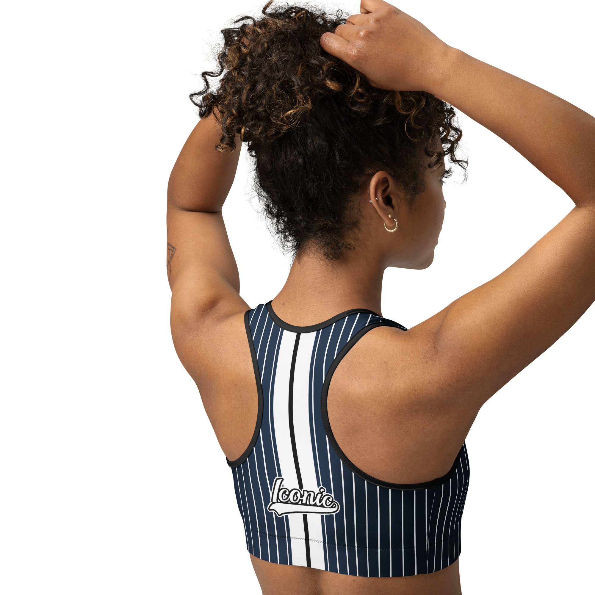 ROYAL Team Iconic. Athletix Sports Bra Pinstripe Navy and Wh