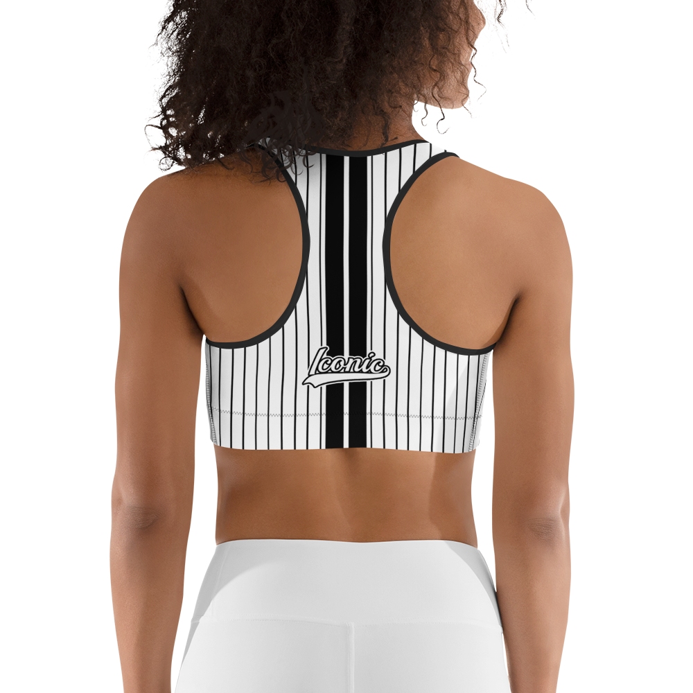 ROYAL Team Iconic. Athletix Sports Bra Pinstripe White and Blk