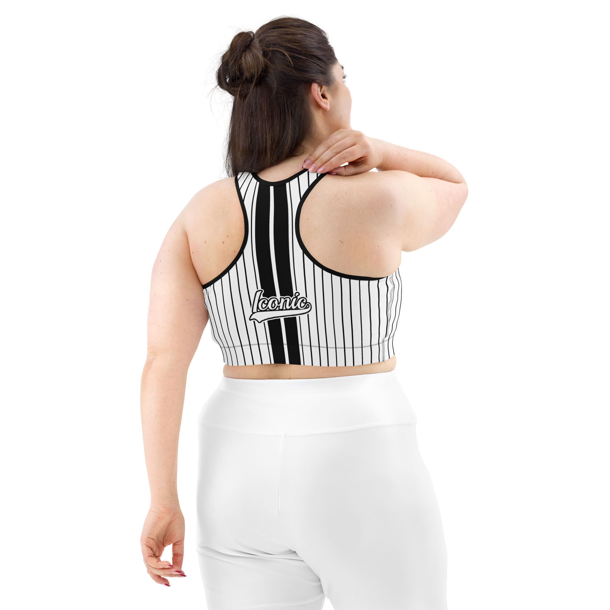 ROYAL Team Iconic. Athletix Sports Bra Pinstripe White and Blk