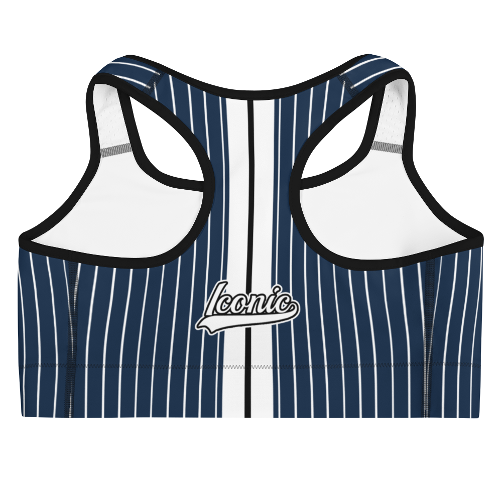ROYAL Team Iconic. Athletix Sports Bra Pinstripe Navy and Wh