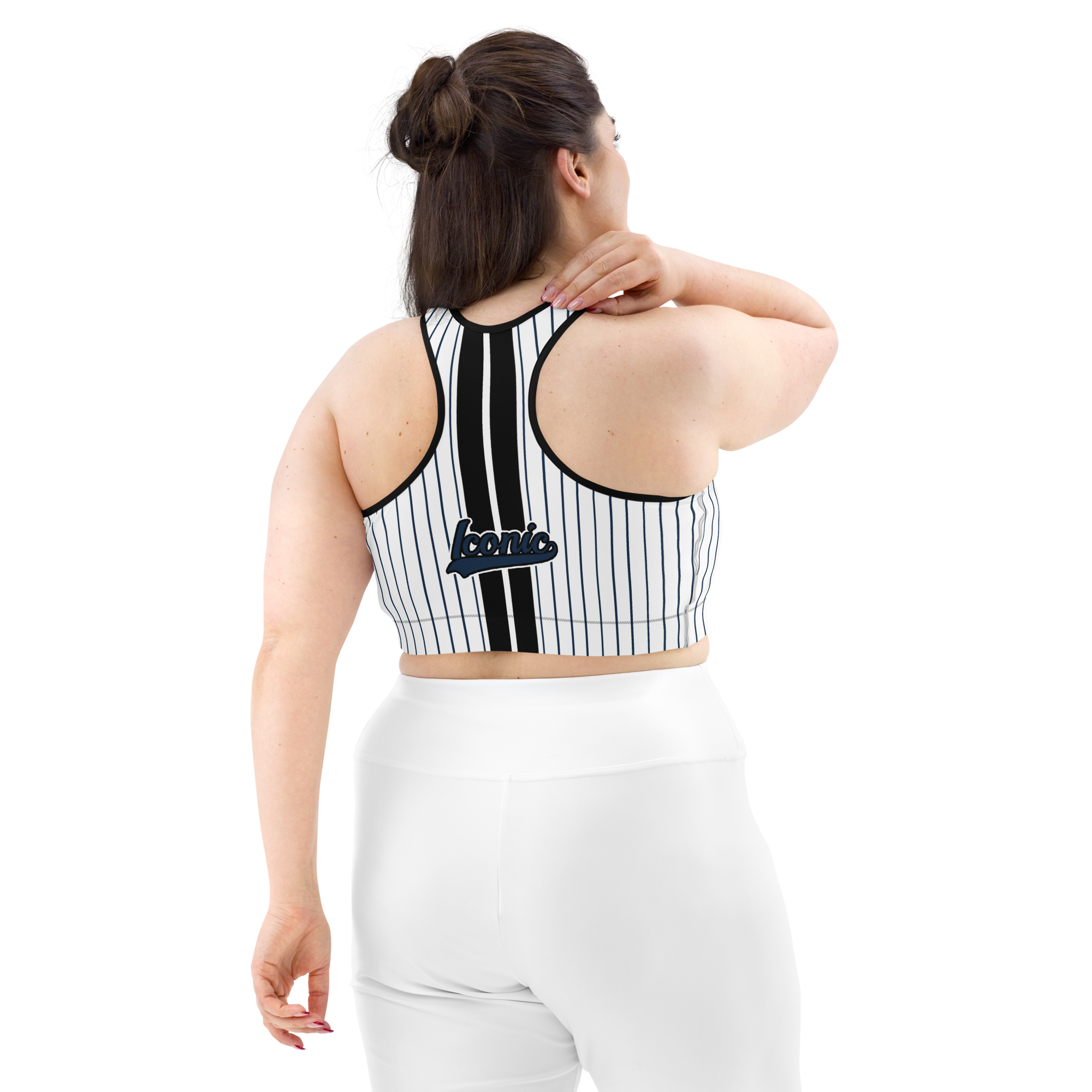 ROYAL Team Iconic. Athletix Sports Bra Pinstripe Wh and Navy